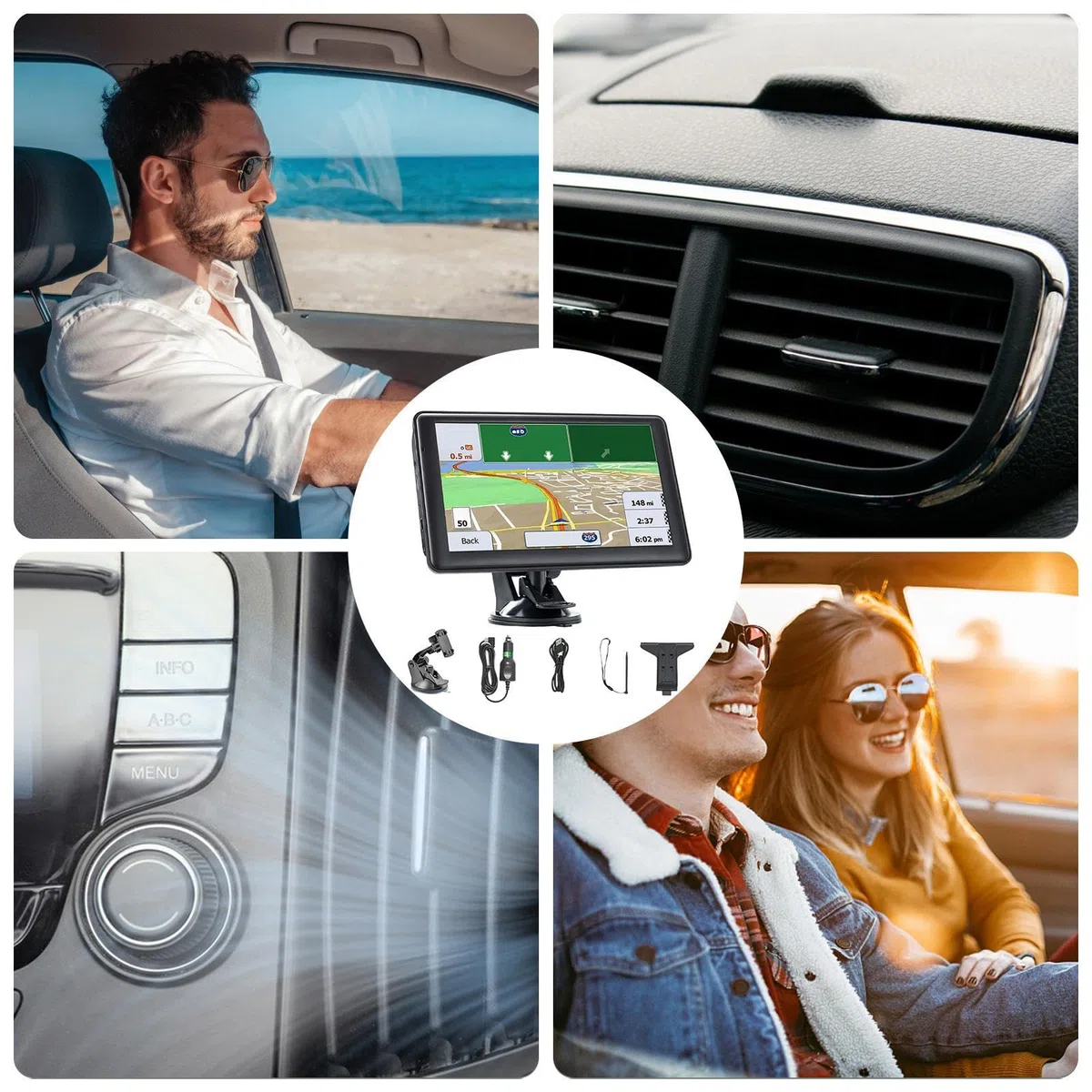 GPS-Navigationsgerät für, 17,7 cm, intelligentes Touchscreen-Gerät mit hochauflösendem Bildschirm und Karten für Fahrzeuge LKW und Lange Reisen