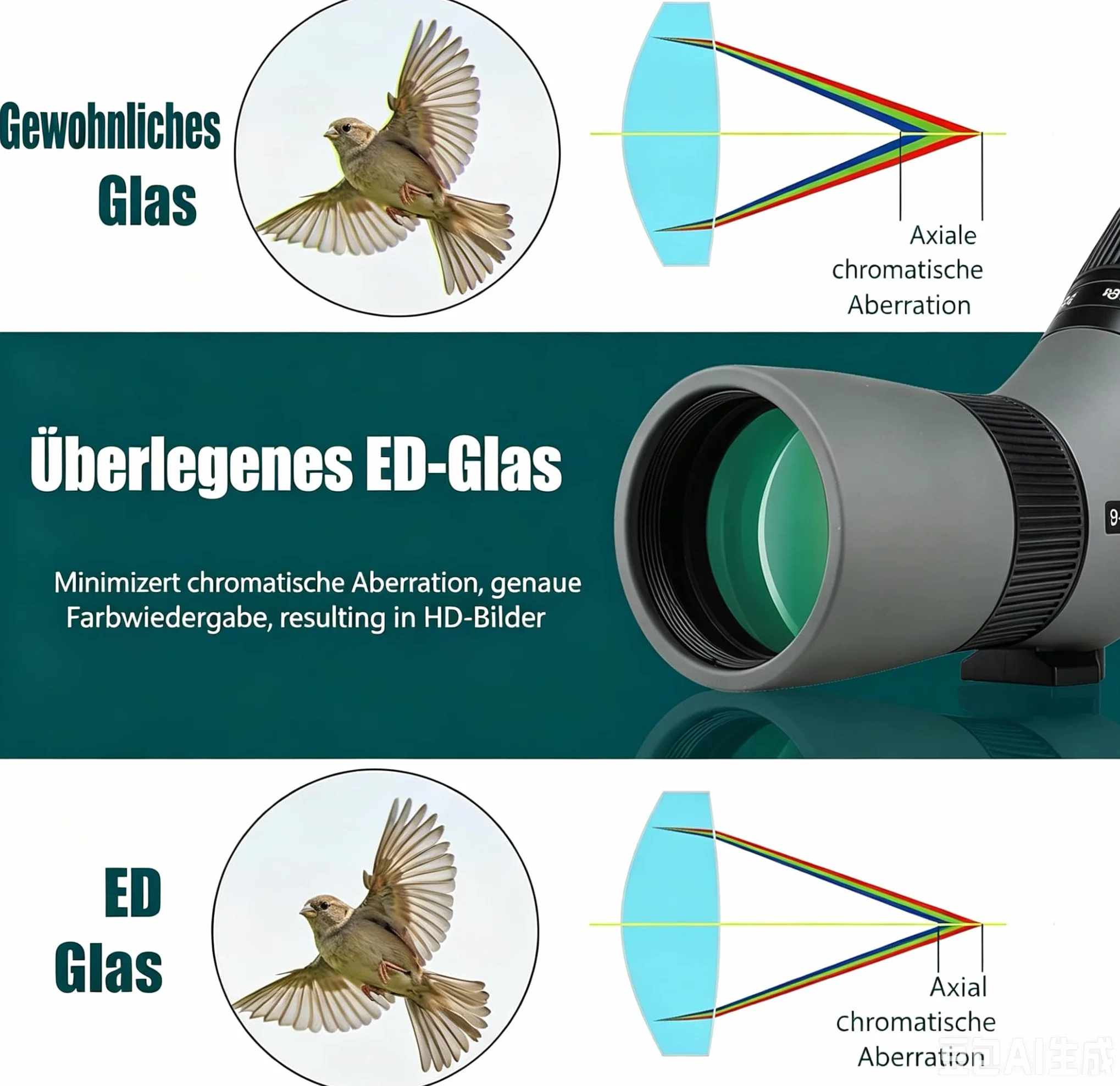 Svbony SV410 Spektiv, 9-27x56 ED Spektive, FMC-Objektiv Kompaktes Tragbares Gehäuse für die Vogelbeobachtung für Kolibri, Reisen, Landschaft, Sport