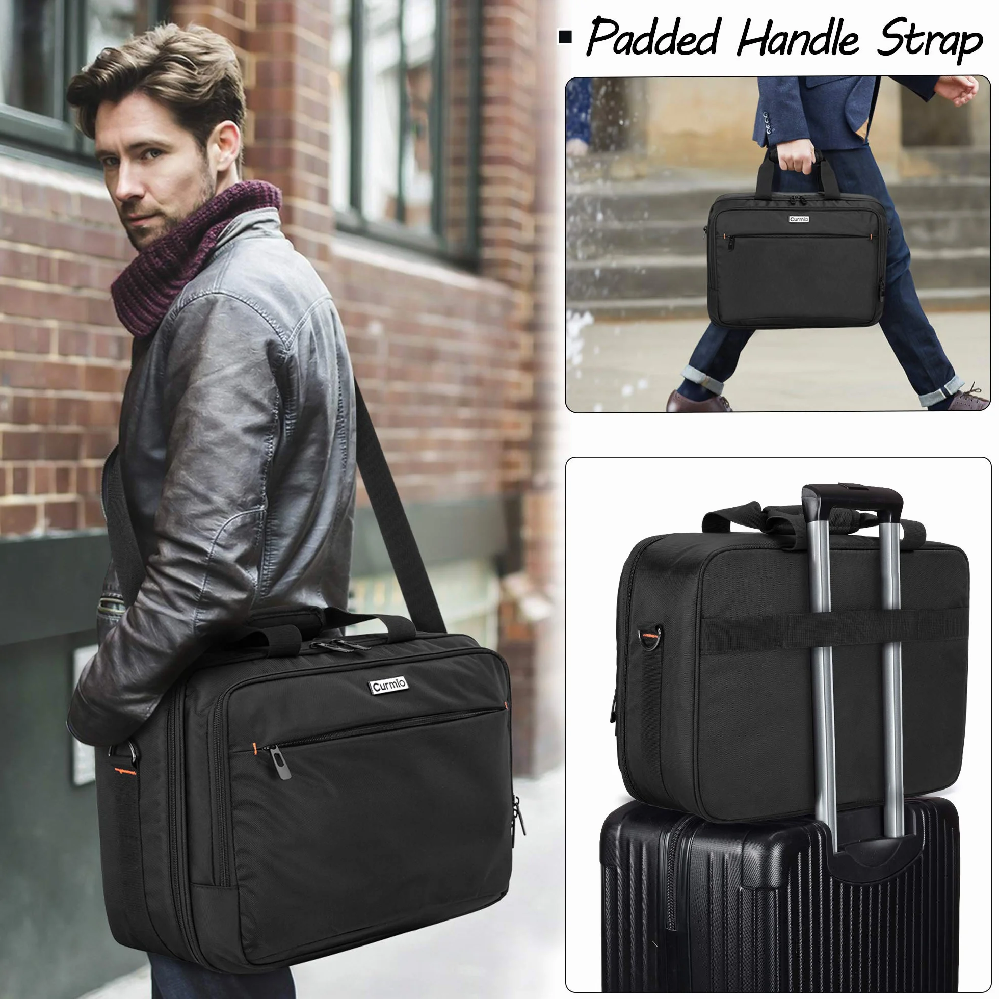 CURMIO Beamertasche für Beamer, Projektor Reisetasche mit Separatem Fach für Laptop, Beamer Tasche für die Meisten Projektoren und Zubehör, 40 x 30 x 13 cm, Schwarz