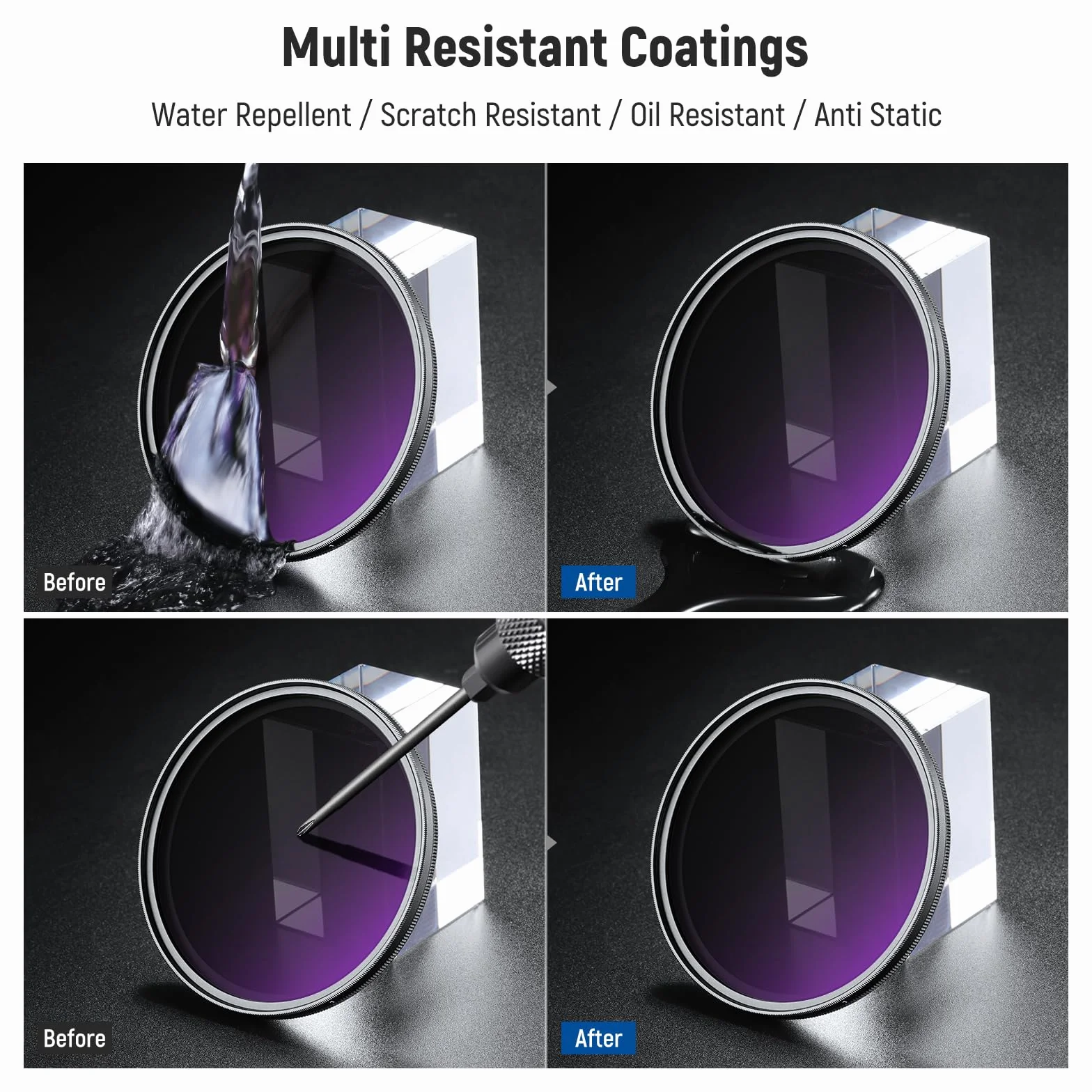 NEEWER 67mm ND2-400 (1-9 Stop) Variabler ND Filter mit Objektivdeckel Trageband Reinigungstuch präziser Einstellung der Neutraldichte Graufilter Fingerabdruck Kratzfest mehrschichtiges optisches Glas