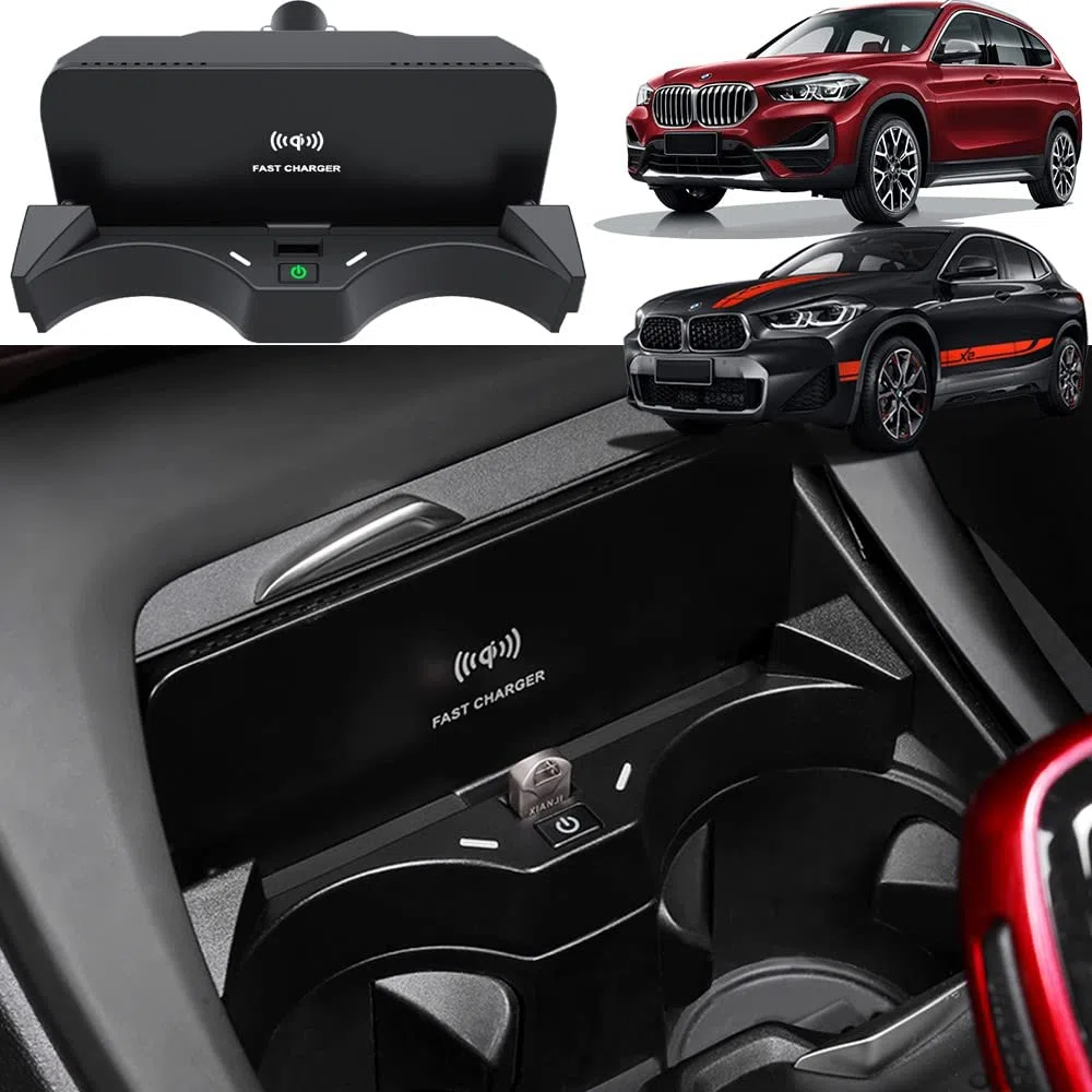 Kabelloses Auto Ladegerät für BMW X1 2016-2022 / BMW X2 2020-2022 | 15W Wireless Schnellladendes Handy-Ladegerät für BMW X1 X2 Center Console-Zubehörfeld, Geschenk für BMW X1-Besitzer
