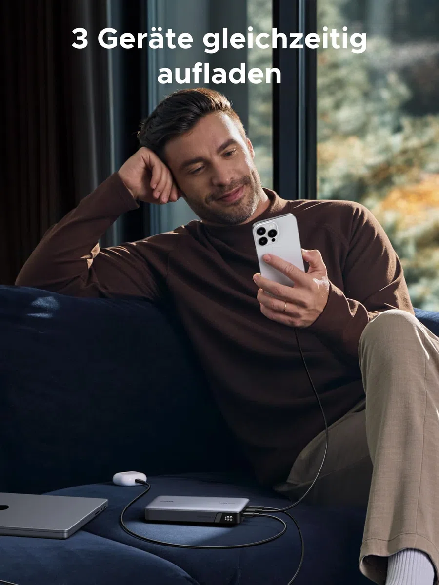 UGREEN Nexode Power Bank 145W Max 25000mAh externer Akku mit 3 Anschlüsse USB C Powerbank mit Digitales Display, kompatibel mit MacBook Pro/Air, iPhone 17 Pro Max/Pro/16/15, Galaxy S25 Ultra, Dell