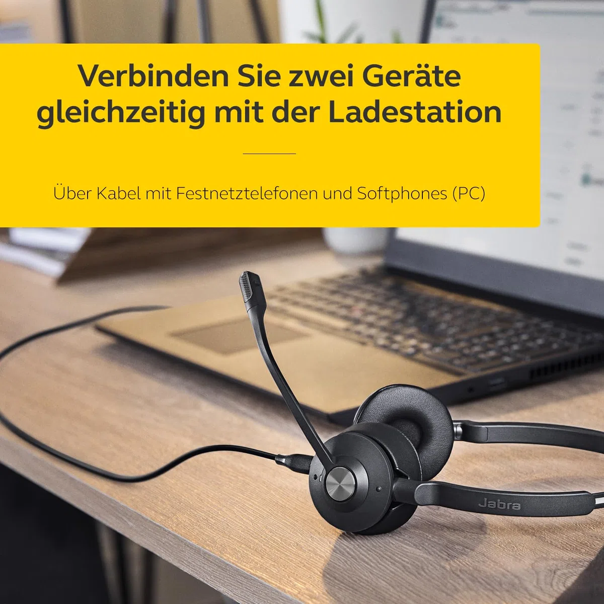 Jabra Engage 65 SE Schnurloses Stereo-Headset für professionelle Anrufe, DECT-Sicherheit, 13-Stunden-Akku, ganztägiger Basis, Netzteil, USB-C-Kabel, Kompatibilität der Meeting App