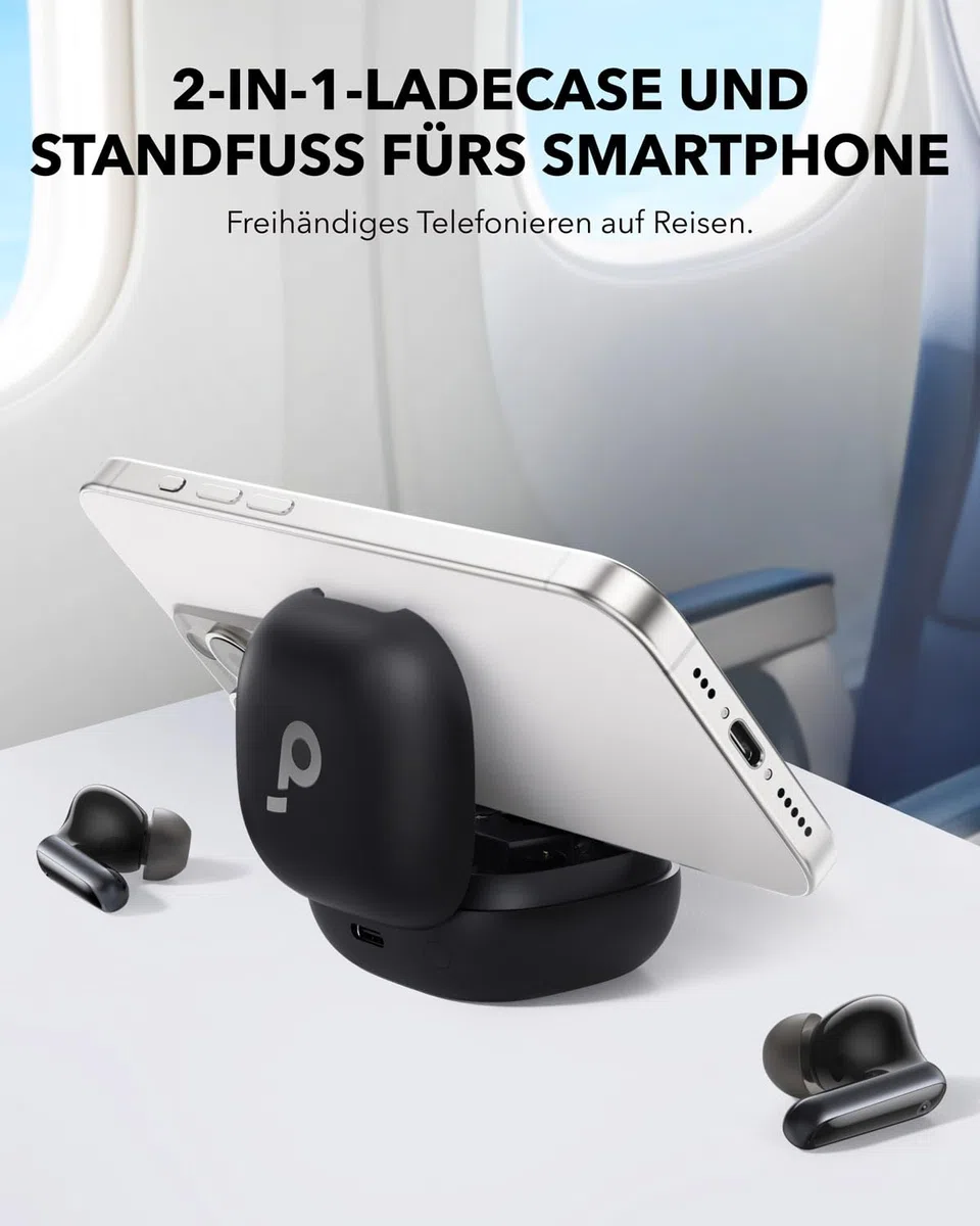 soundcore P40i by Anker, Wireless Earbuds mit Noise Cancelling, Adaptive Geräuschunterdrückung, BassUp, 60h Spielzeit, 2-in-1 Hülle und Smartphone-Ständer, IPX5, kabelloses Aufladen, Bluetooth 5.3