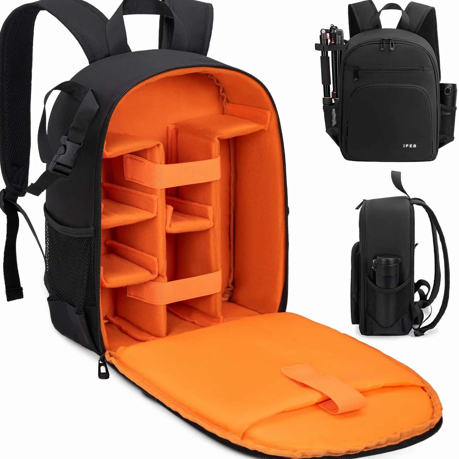 Kamerarucksack ，Für DSLR/SLR spiegellose Kamera，Schwarz-Orange (S) | Stativhalterung, Wasserdicht, Anti-Diebstahl, Für DSLR/SLR spiegellose Kamera