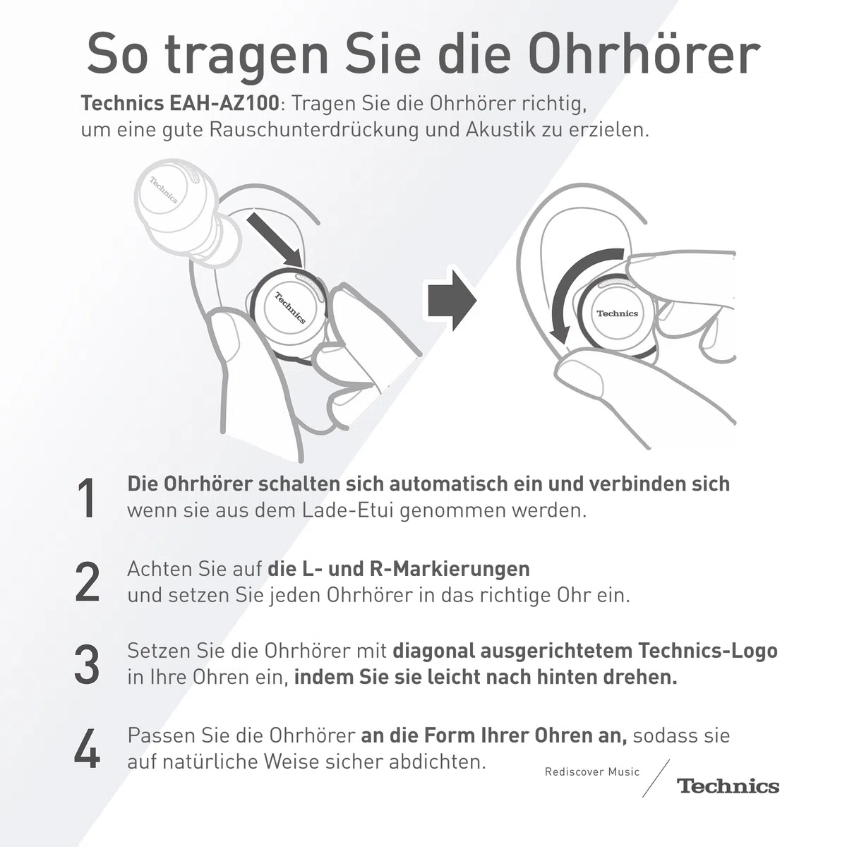 Technics EAH-AZ100E-A Kabellose Kopfhörer mit Geräuschunterdrückung, Bequeme In-Ear-Kopfhörer, Multipoint-Bluetooth, Voice Focus AI, Mitternachtsblau
