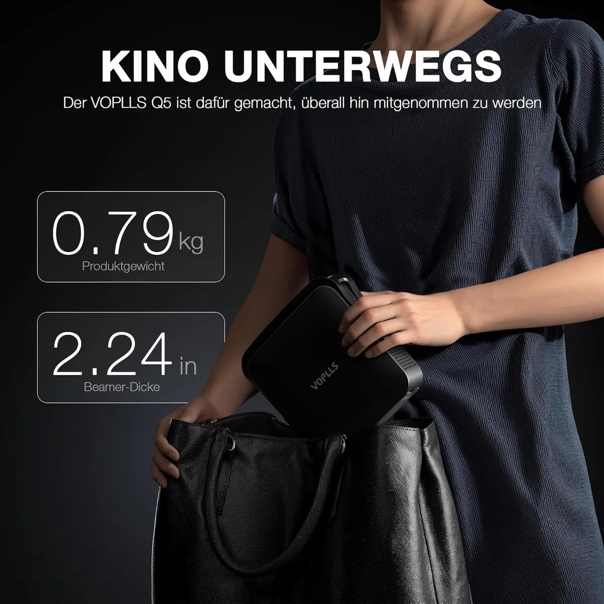 VOPLLS Mini Projektor Full HD 1080P WiFi6 Bluetooth 4K Heimkino Autofokus Trapezkorrektur 800ANSI