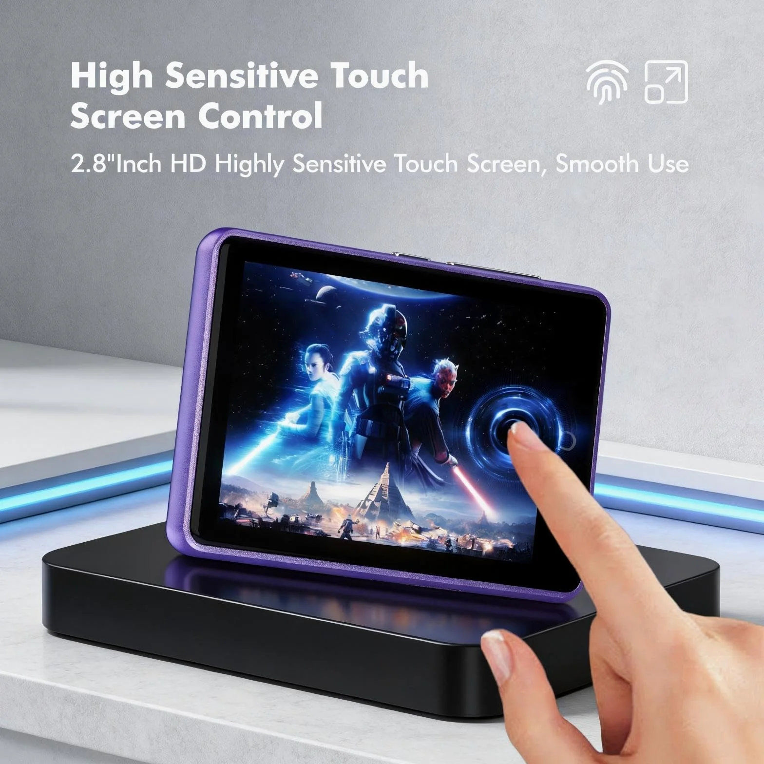 32GB MP3 Player mit Bluetooth 5.3, tragbarer MP3-Player mit Lautsprecher für Kinder HiFi-Klangqualität, 2,8-Zoll-Touchscreen, UKW-Radio, Diktiergerät, unterstützt TF-Karten bis zu 128 GB(Lila)