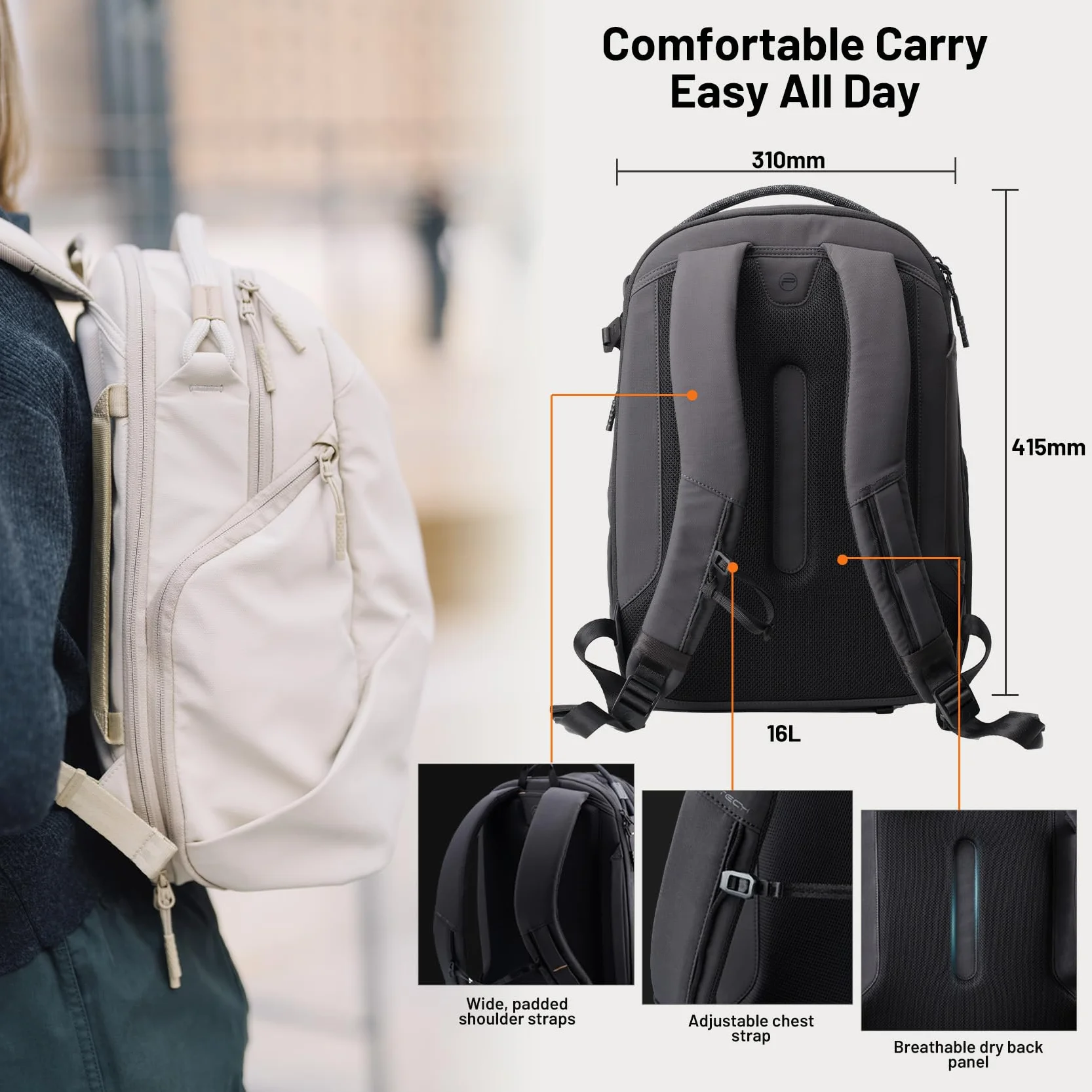 PGYTECH OneGo Lite Kamerarucksack 16L, Leichter Wasserabweisend Rucksack Fotografin für Stadt & Reise, Kameratasche Kompatibel mit Spiegelreflexkamera Sony/Canon/Nikon, 14'' Laptop, Wald Grün