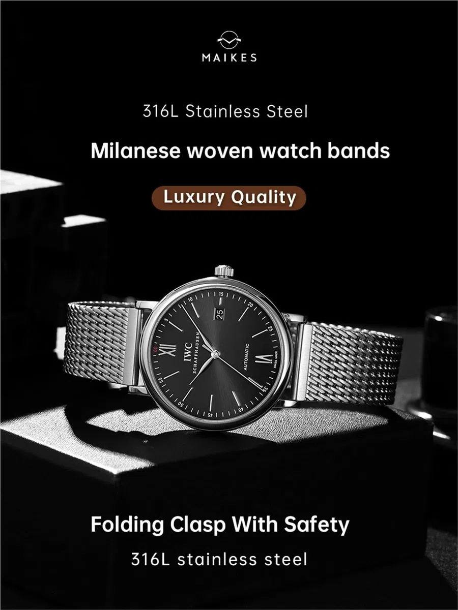 CZKE Uhrenarmbänder Edelstahl 316L 20mm 21mm 22mm Milano gewebte Uhrenarmbänder