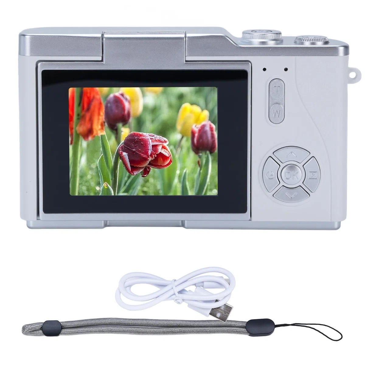 Digitalfotografie Kamera 1080p 48 MP 2,4 -Zoll -HD -Display 8X Elektronische Zoom Videokamera für Outdoor -Fotografie (White)