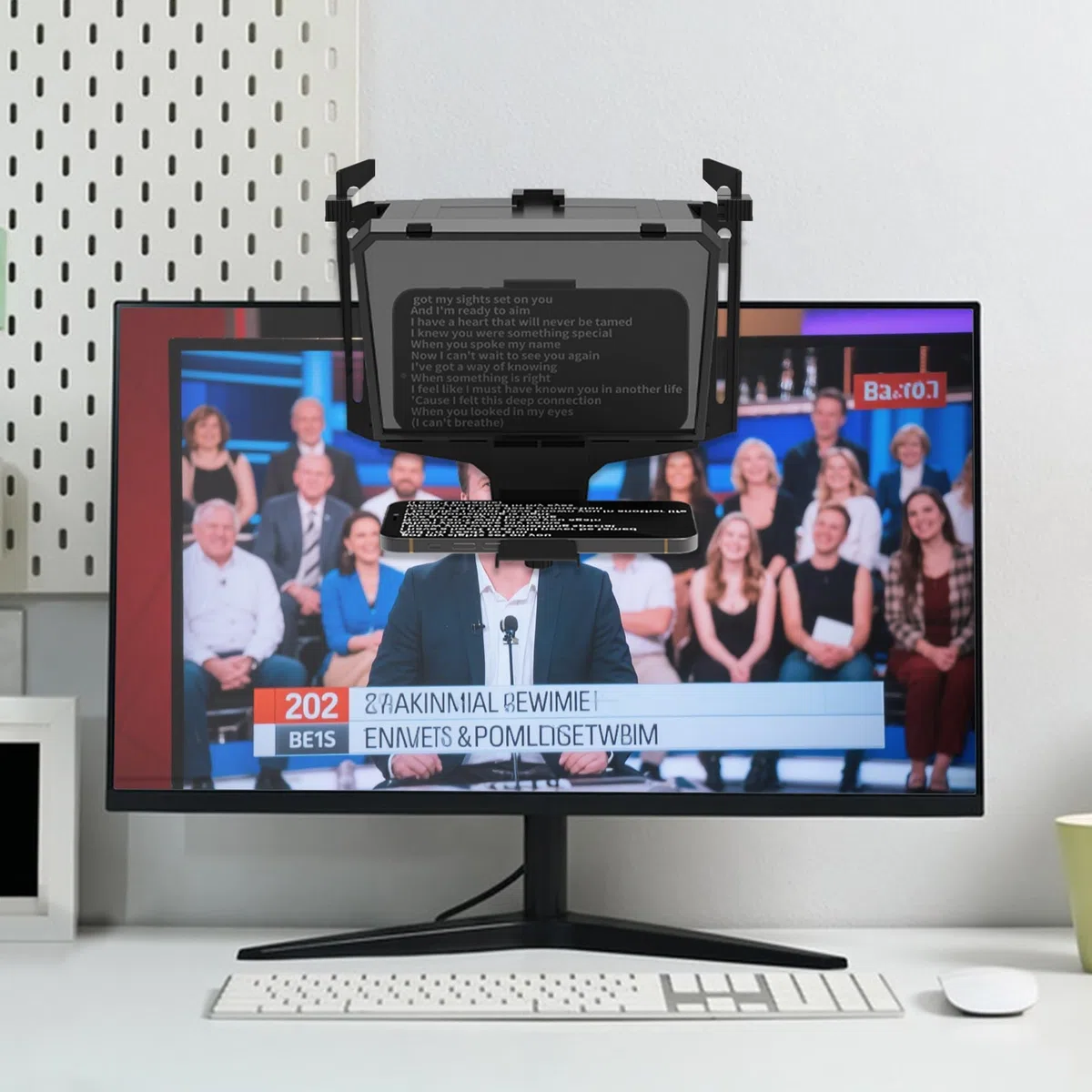 Tragbarer Teleprompter 7,7 Zoll 3-in-1 Handheld Desktop Monitor HD 70/30 Beam Splitter Glas Fernbedienung kompatibel iOS Android