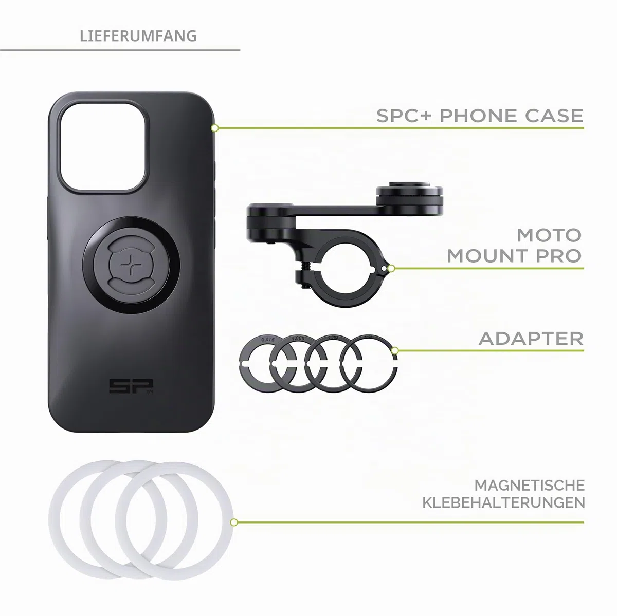 SP CONNECT Moto Bundle | SPC+ | kompatibel mit iPhone 14/13 | Handyhalter für Motorrad Bike Moped Roller | Gadget Halterung für Navi