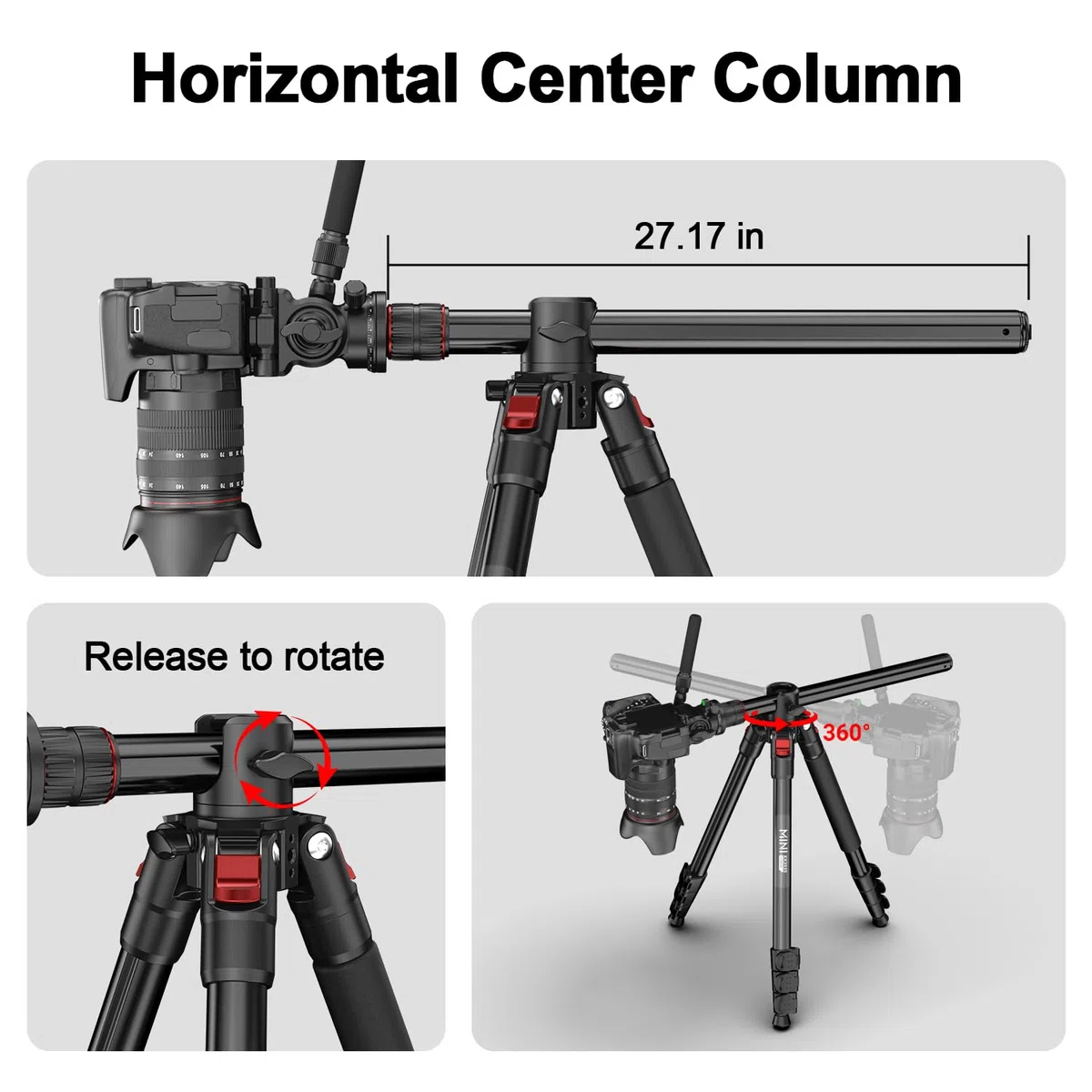 COMAN 181cm Horizontales Kamerastativ mit Hydraulischem Kopf, Schnellwechselplatte, Abnehmbarem Einbeinstativ für Spiegelreflexkameras