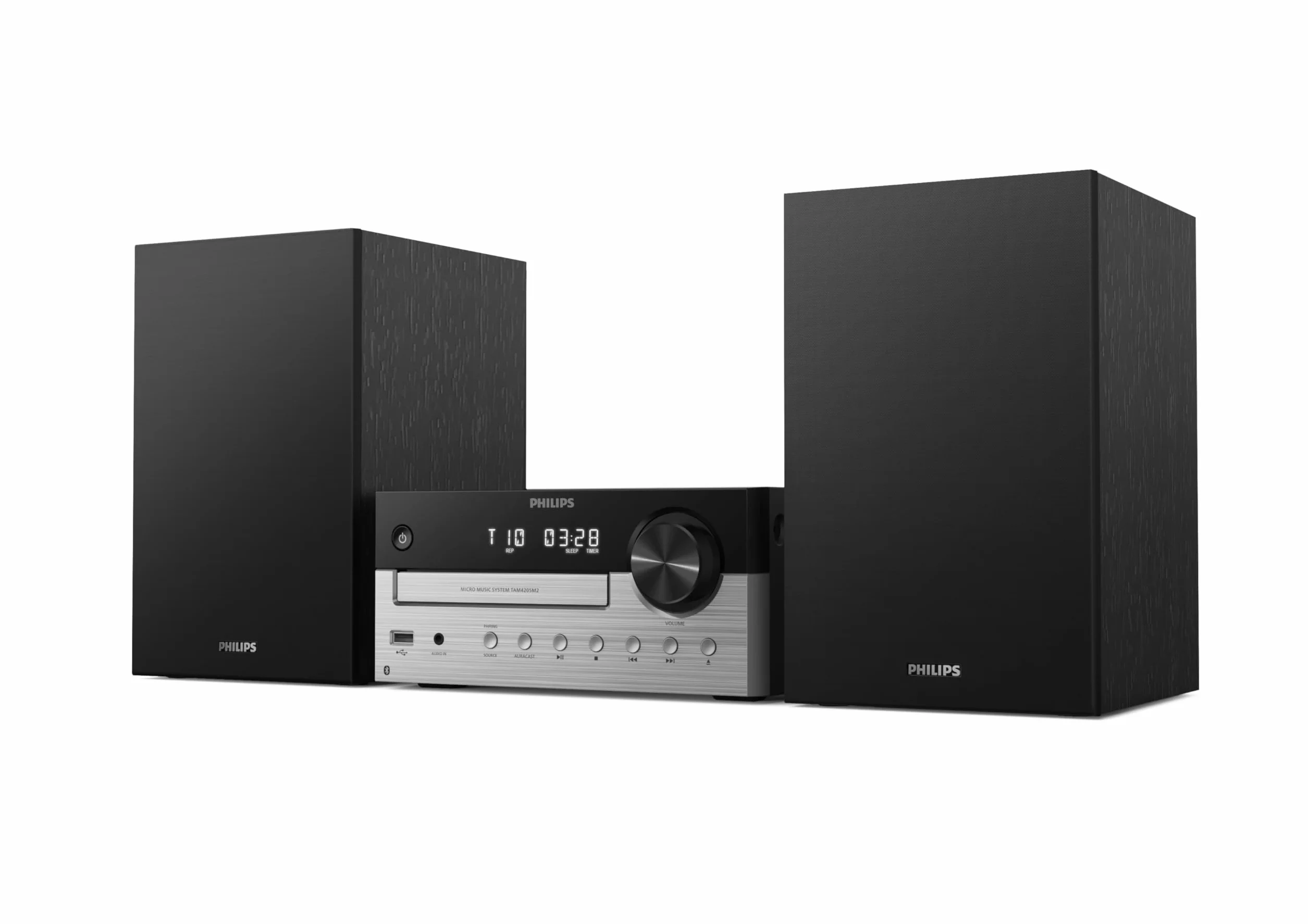 Philips TAM4205M2 Mikro-Hi-Fi-Anlage – 80 W, Bassreflex-Lautsprecher, CD, UKW, USB, Audio-Eingang, Bluetooth 5.4, Auracast, Digital Sound Control, Fernbedienung, umweltfreundliche Verpackung