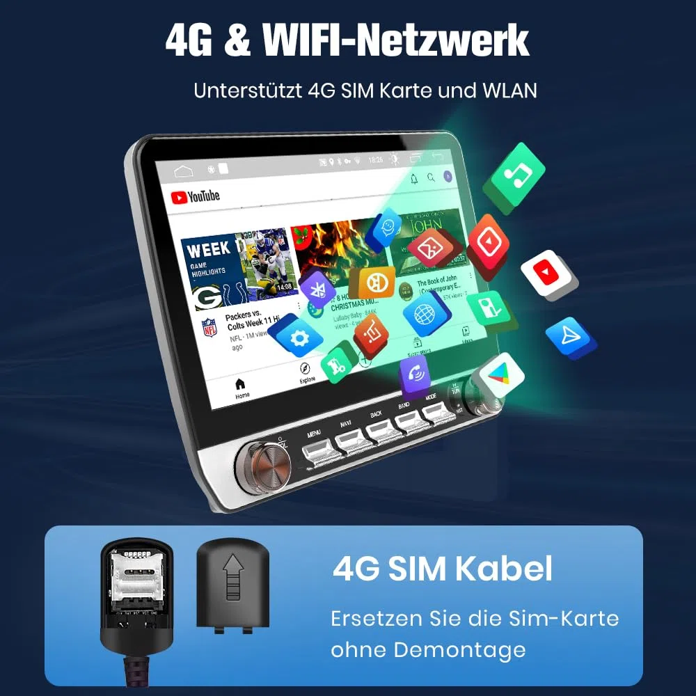 Junsun Android Autoradio für FIAT Ducato, Peugeot Boxer, Citroen Jumper (2006-2013), 6GB+128GB, 10.1 Zoll unterstützt 4G-SIM-Karte, CarPlay, Android Auto, FM Radio, Bluetooth, WLAN, Navigtion, SWC