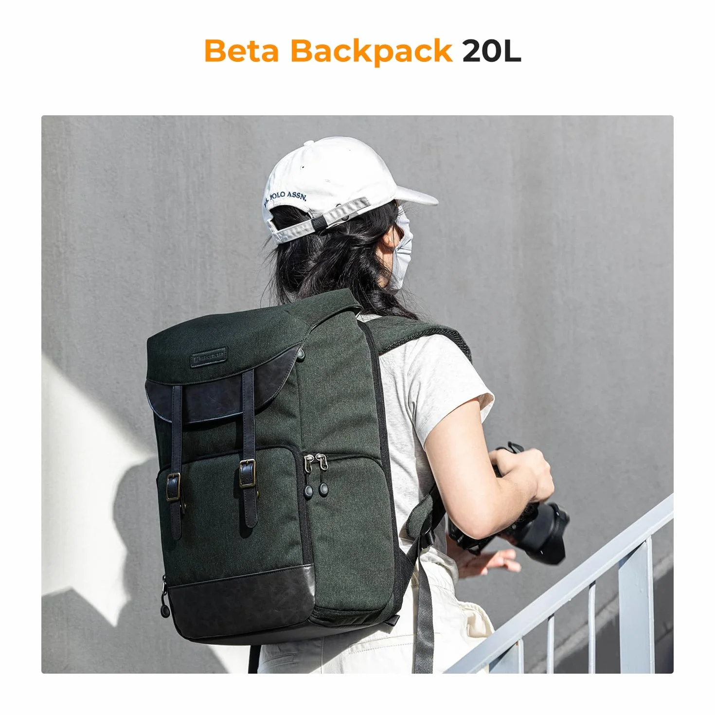 K&F Concept Kamerarucksack Rolltop 20L Fotorucksack Wasserdicht Robuste Rucksack-Stofftaschen aus Stoff für Spiegelreflexkamera Canon Nikon Sony Fujifilm Olympus und 15,6 Zoll Laptop