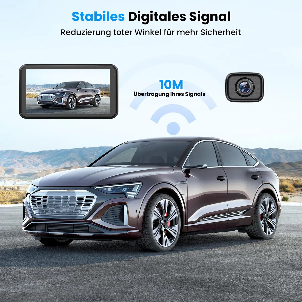 AUTO-VOX W12 Rückfahrkamera Kabellos 5" LCD 1080P Funk 2 Kameras IP69K Wasserdichter Nachtsicht für Auto LKW Wohnmobil