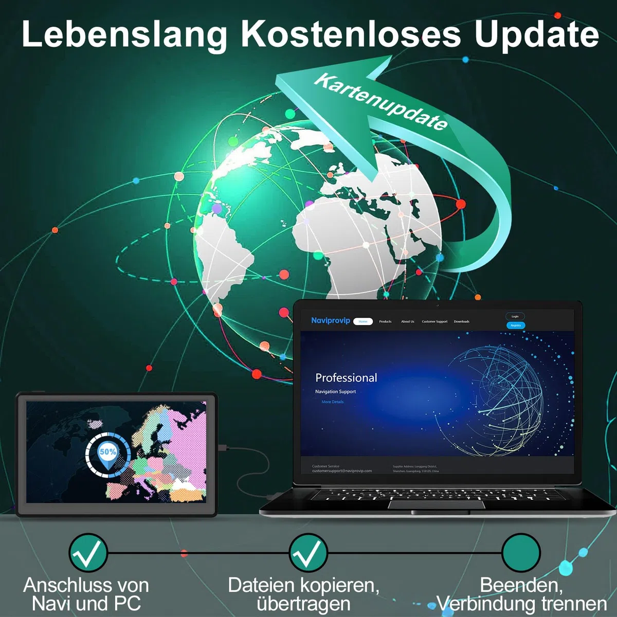 GPS Navigationsgerät für Auto und LKW - 7 Zoll Navigation mit Europa UK Karten, Lebenslang Kostenloses Kartenupdate, Blitzerwarnung, Sprachführung, POI, Fahrspur (8GB)