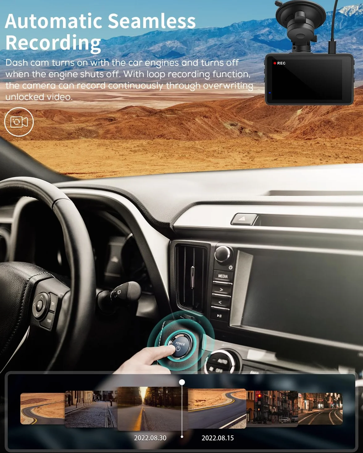 iZEEKER 2.5K Dashcam, 1440P QHD Auto Kamera mit 3" IPS Display, Nachtsicht, WDR, 170° Weitwinkel, Loop-Aufnahme, G-Sensor Notfallaufnahme, 24H Parkmodus, Typ-C