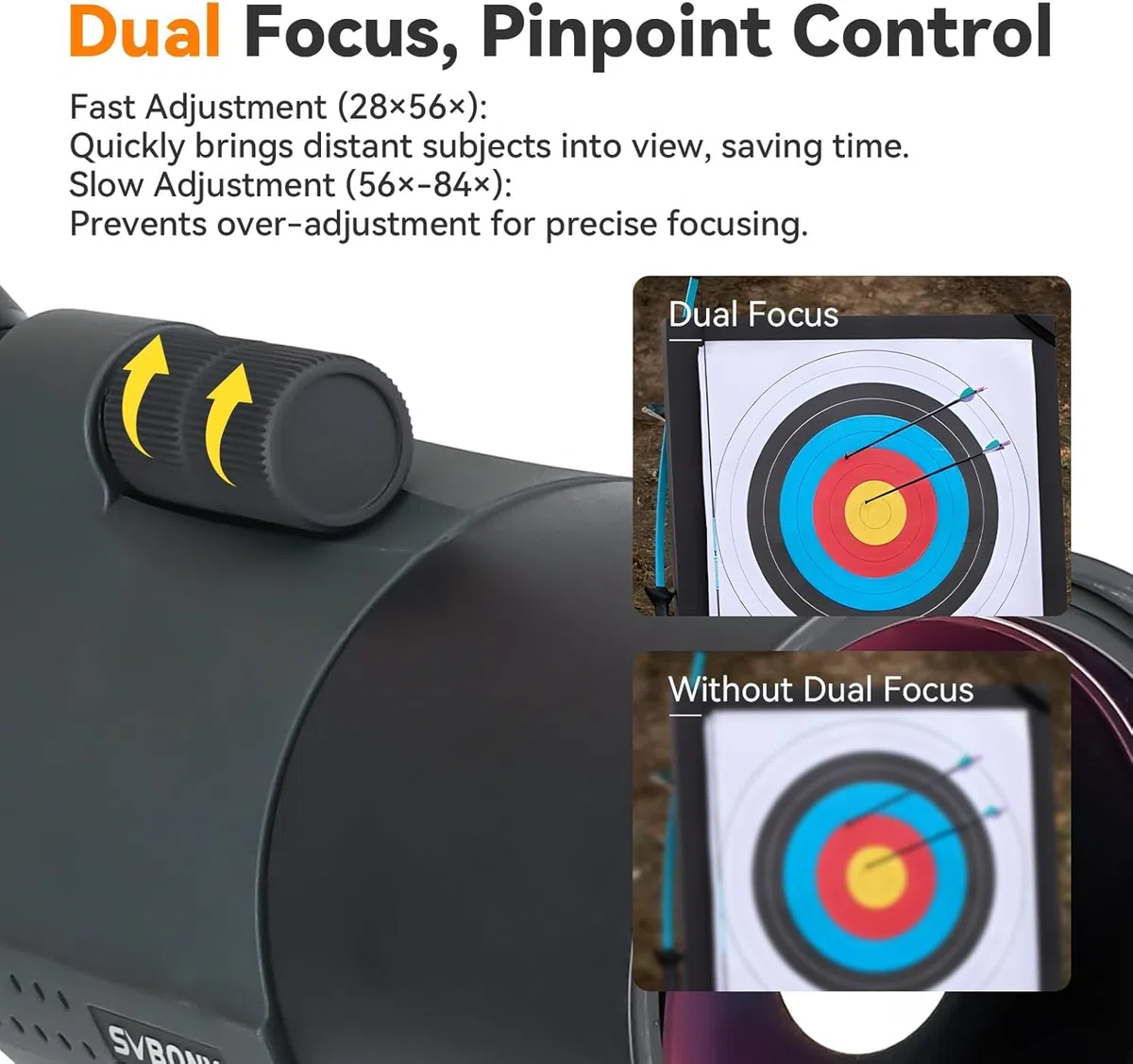 Svbony SV41Pro Mak 28-84X80 Spektiv mit SC002 WiFi Spektiv Kamera, FMC Dual Speed Fokus für Sportschützen, Wasserdichtes Spektive mit Stativ für Vogelbeobachtung Mond Astronomische Beobachtung, Starg