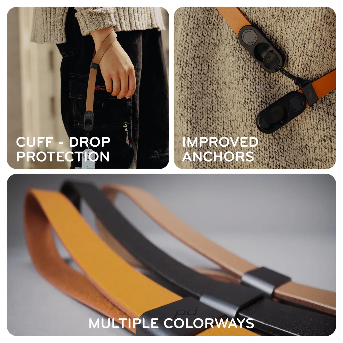 Peak Design Leather Form Kameragurt Schwarz Vollnarbig 46,65 Zoll Standard Cross-Body, Feste Länge, Schnellverschluss & Verbindung, Integrierte Hardware, 90.7 kg Kapazität, Kameragurte für Fotografen