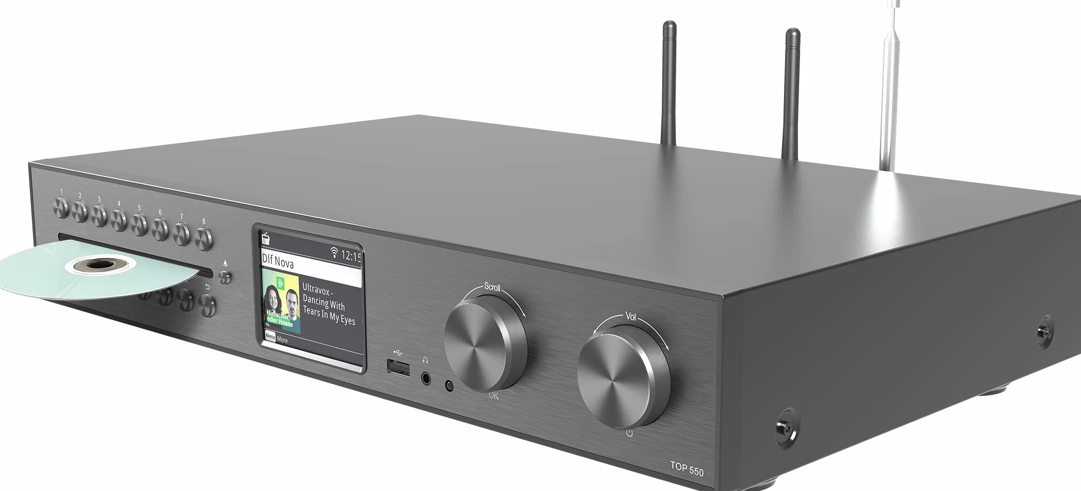 TELESTAR TOP 550 – HiFi-System mit Verstärker & CD-Player, 43 cm – Schwarz | 2 × 30 W, Internetradio/DAB+, Bluetooth Audio-Streaming & Sendefunktion, Hotelmodus, USB-Aufnahme, Streamingdienste