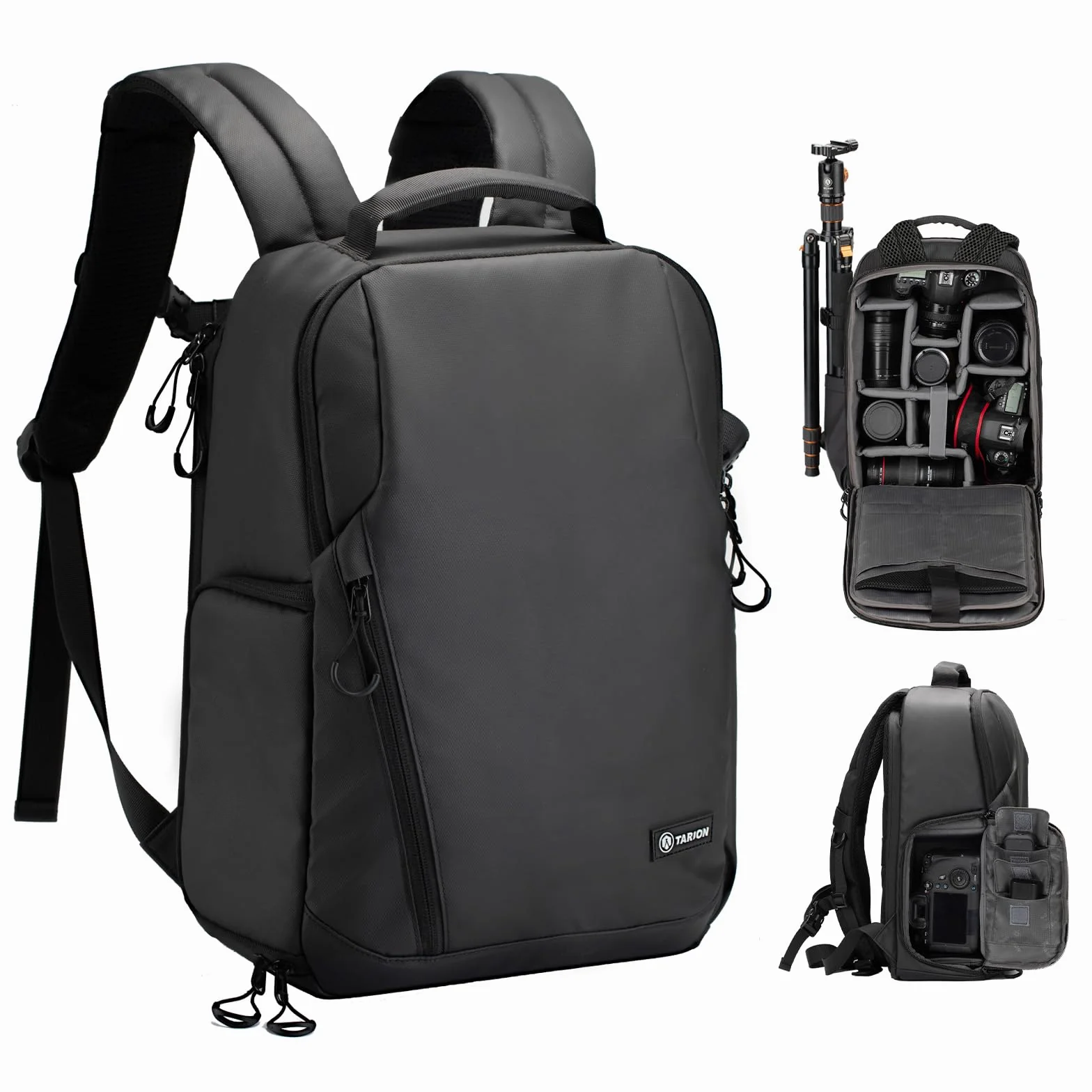 TARION Kamerarucksack Wasserdicht Fotorucksack SLR Kameratasche Kamera Rucksack mit 14 Zoll Laptopfach und Regenschutz für Spiegelreflexkameras-Schwarz