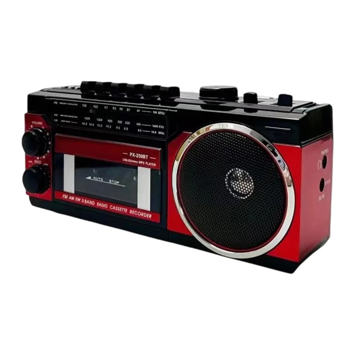 Radio-Kassettenspieler AM/Radio 25,5 x 9 x 11,5 cm Eingebauter Lautsprecher 3 W USB-Kassettenaufnahme Vintage-Design für Parks außerhalb des Hauses