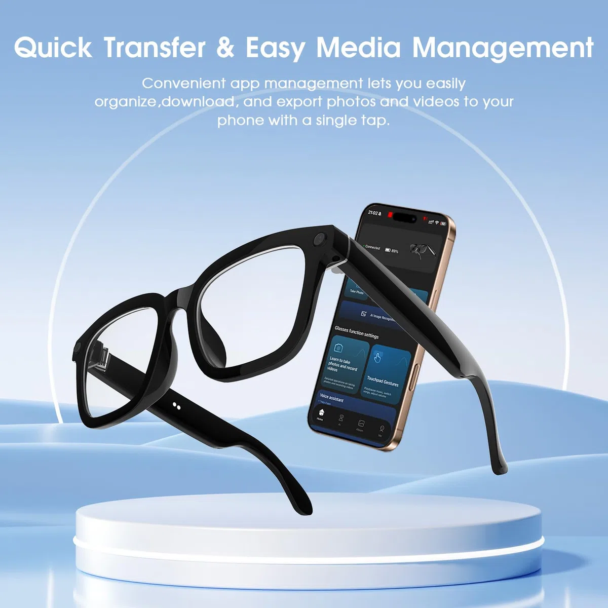 AI Smart Glasses HD 1200P Camera with 8MP Anti-Shake, Photochromic Lenses for Outdoor & Travel, Video Recording, AI Object Recognition & ChatGPT Integration