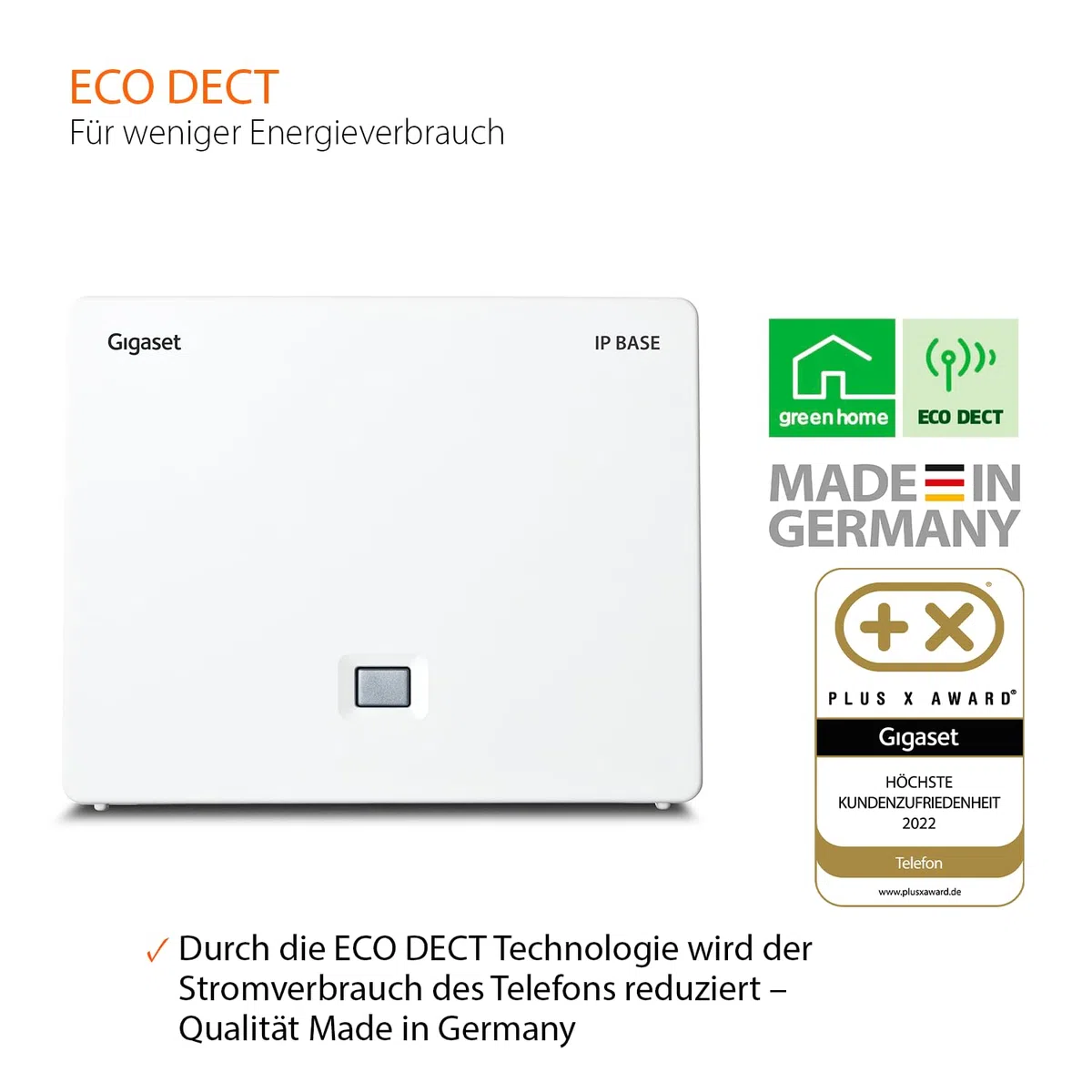 Gigaset IP Base - DECT-Basis-Station für Ihr eigenes Kommunikationssystem - unterstützt 6 Mobilteile - Zugriff auf Google und Office 365-Kontakte - zentrales Telefonbuch - 3X Anrufbeantworter, weiß