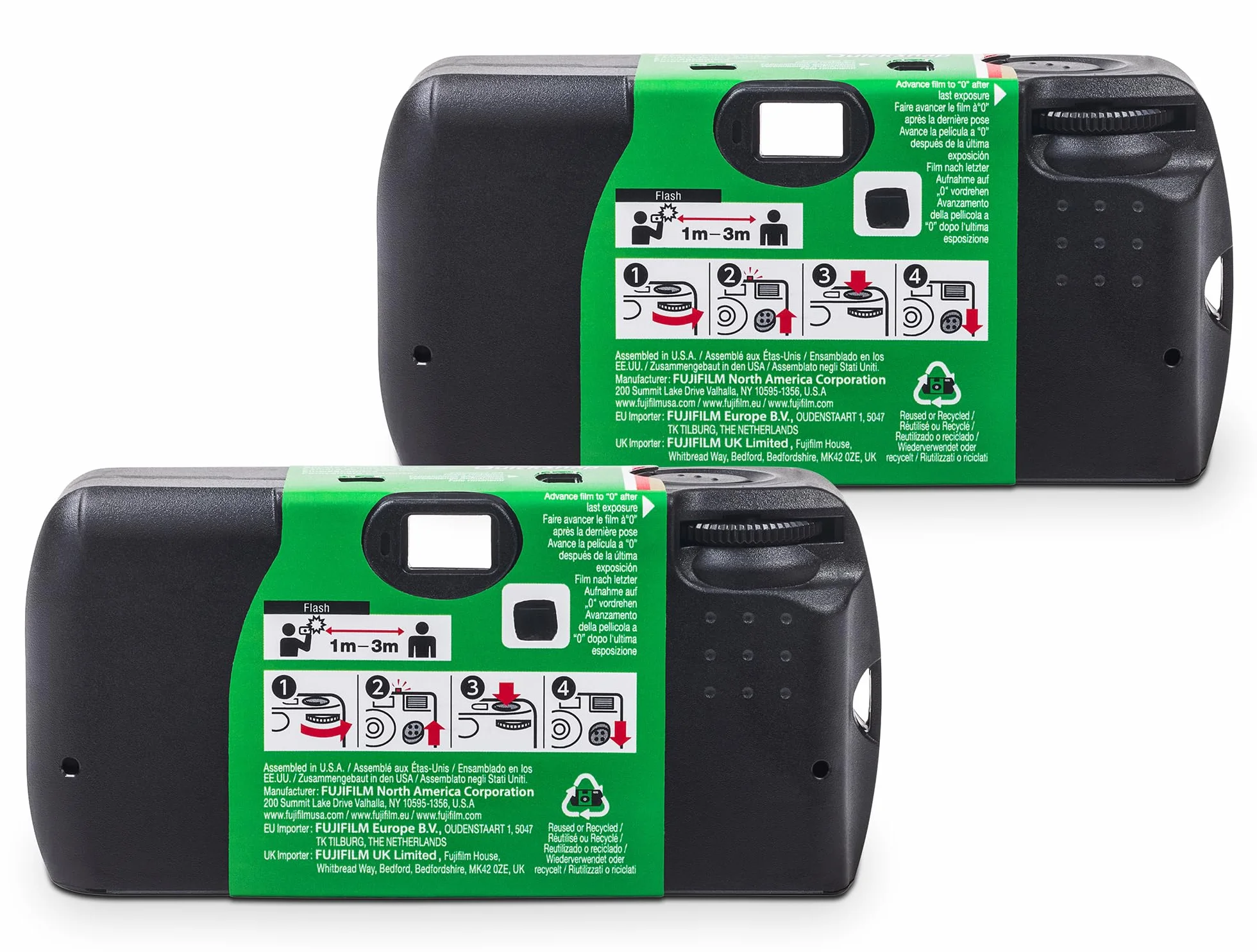 FUJIFILM QuickSnap Einwegkamera mit Blitz ISO 400 35mm 27 Aufnahmen 2er Pack
