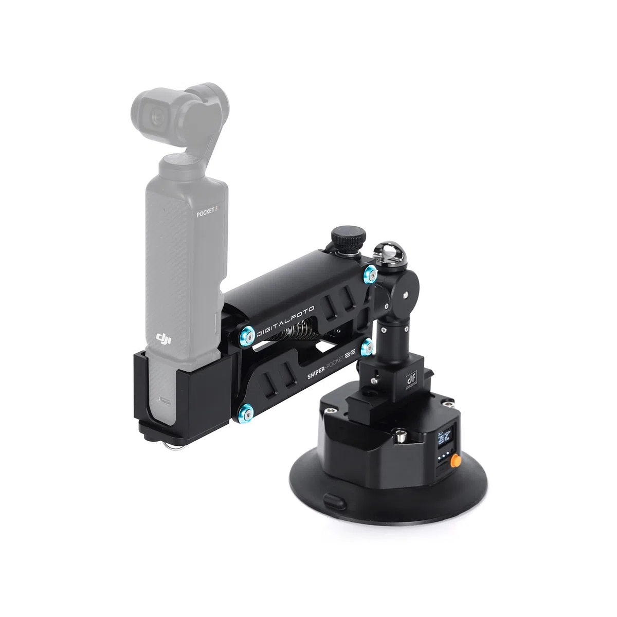 Elektrische Saugnapfhalterung für Osmo Pocket 3/4 – Auto Kamera Halterung mit Z-Achse Dämpfungsarm, 4,5" Vakuumsaugnapf, NATO-Schiene, Anti-Shake Arm für Actioncams & Dash-Aufnahmen | 4,5-Zoll Außenkamera Vakuumhalterung, NATO Rail und Anti-Shake-Arm für