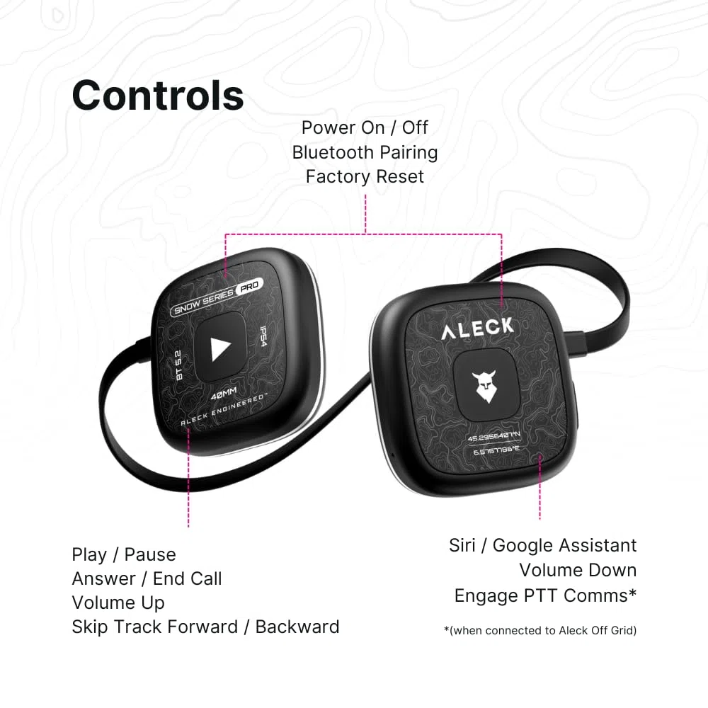 ALECK Snow Series Pro Universal Wireless Bluetooth Helm Lautsprecher Kopfhörer für Ski und Snowboard Audio Ready Helme, Handschuhfreundliche Steuerung, Mikrofon Headset für Freisprechanrufe
