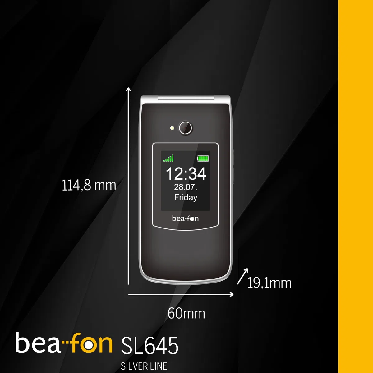 Beafon, SL645, Silverline, Seniorenhandy mit SOS Notruftaste, Klapphandy, XXL Innendisplay 2,8 "Zoll(7,11cm)/ XXL Farbaußendisplay 1,77" Zoll(4,49cm), Kamera 3,0 MP, IP54