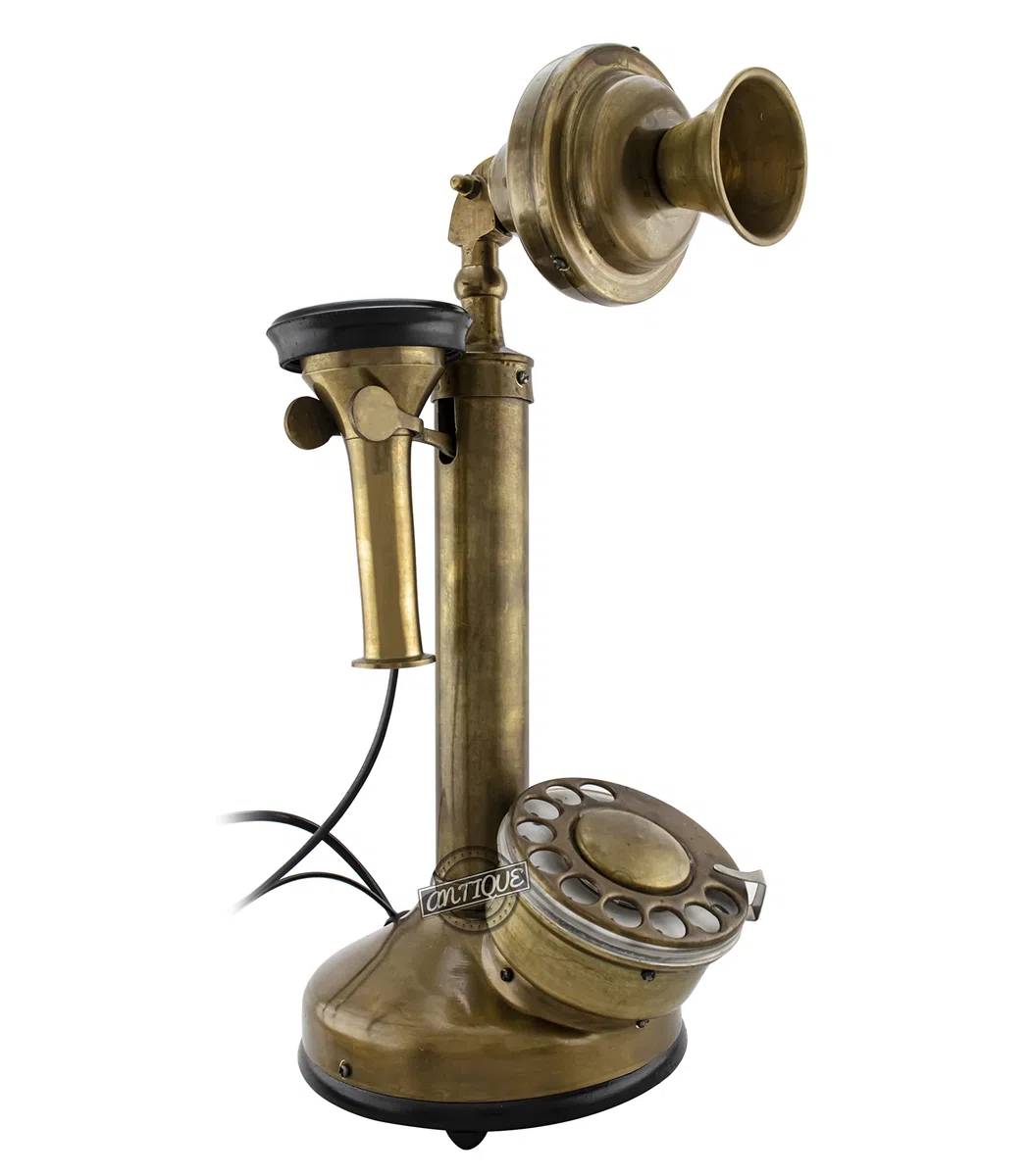 Vintage-Kerzenständer, Telefon, drehbares Zifferblatt, Telefon, kabelgebunden, Festnetz, antikes Dekor (antikes Finish)