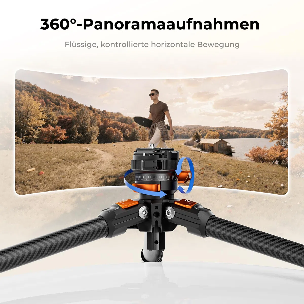 K&F CONCEPT Stativ Kamera 153cm Carbon Leichtes Tripod Kompaktes Reisestativ für DSLR A225C2+BH28R