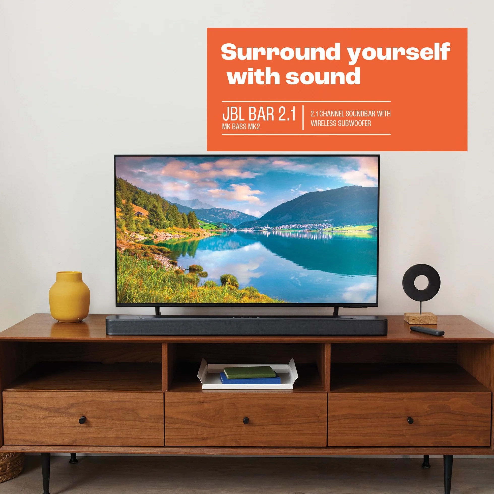JBL Bar 2.1 Deep Bass MK2 – 2.1-Kanal-Soundbar mit kabellosem Subwoofer für Heimkino Sound-System – Schlankes und kompaktes Design mit JBL Surround Sound – Schwarz