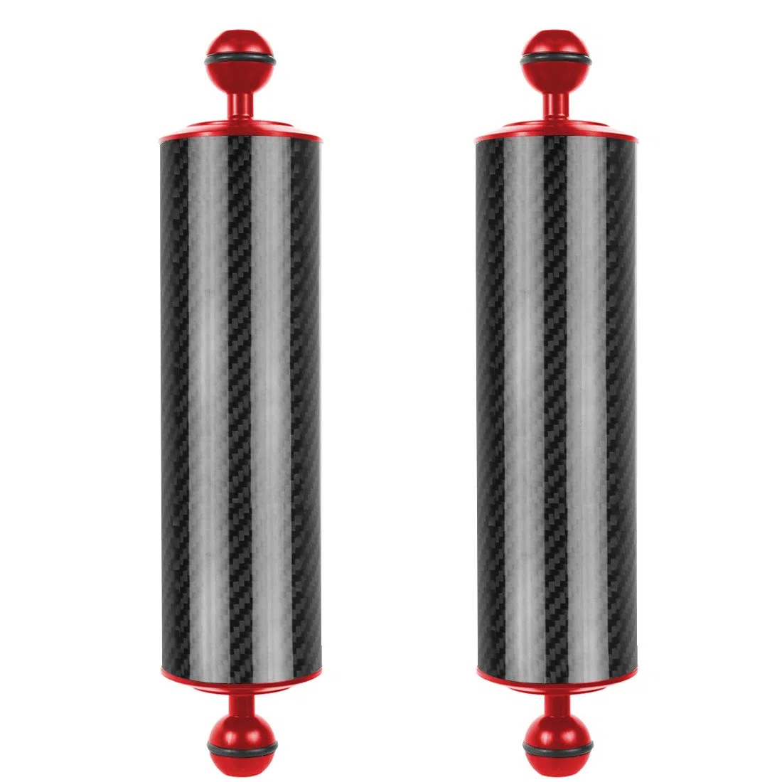 2PCS D60mm 10/12 Zoll Auftrieb 447g / 550g Unterwassertauchfotografie Kohlefaserlampenarm Handheld 1 Zoll Doppelkugelkopf Verbesserte Version (10inch Red)