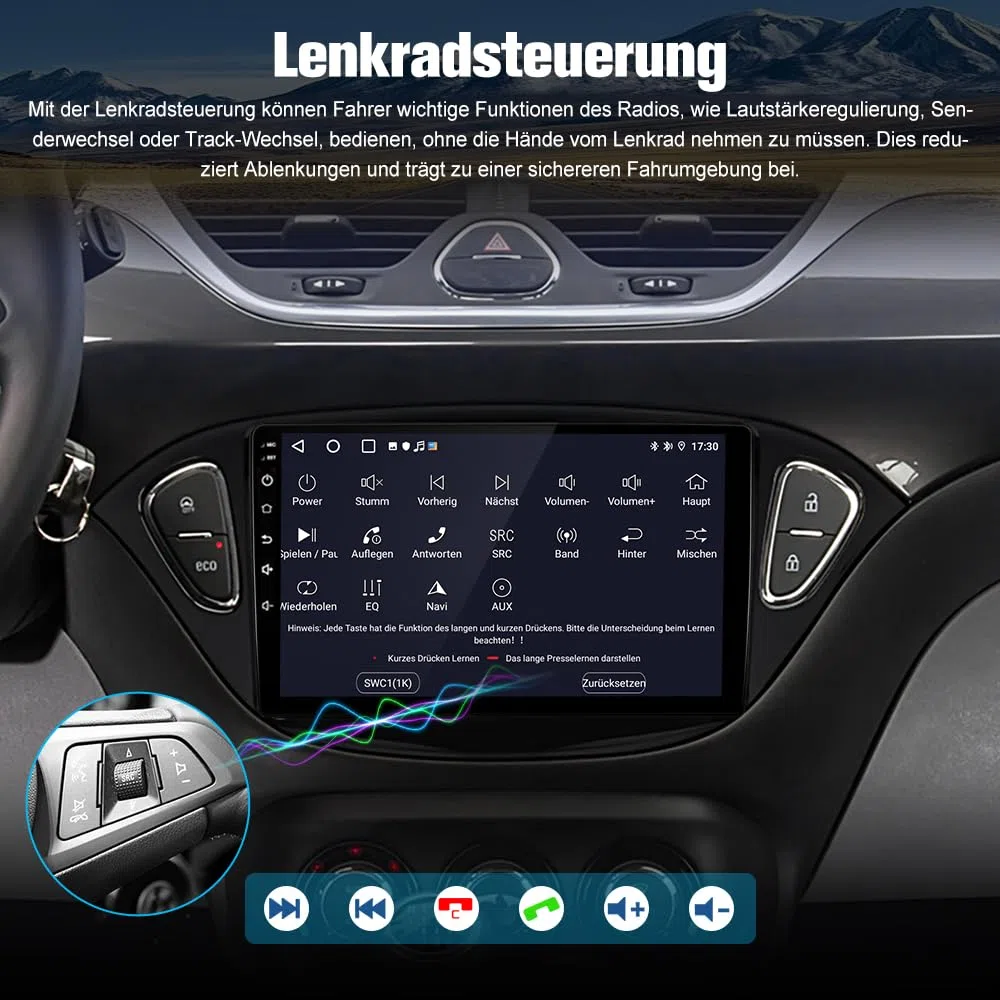 Junsun Android Autoradio für Opel Corsa E (2015-2019), Opel Adam (2013-2016) 2GB+64GB CarPlay, Android Auto, FM Radio, Bluetooth, WLAN, Navigtion, Lenkradsteuerung