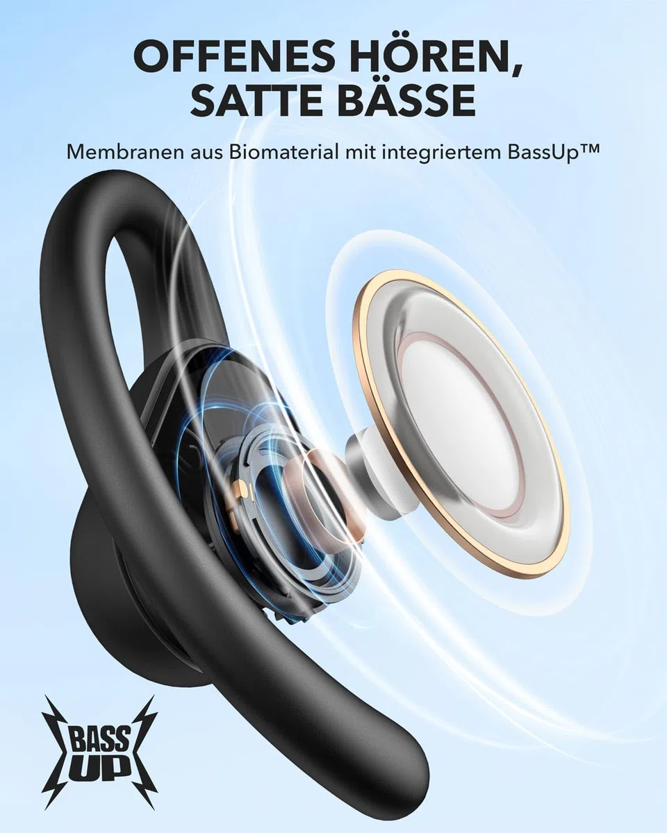 soundcore by Anker V30i Open Ear Kopfhörer, leichte und komfortable Wireless Earbuds, Bequeme und ergonomische Ohrbügel, satter Bass, 36h Spielzeit, Bluetooth 5.3, App-Steuerung, klare Anrufqualität