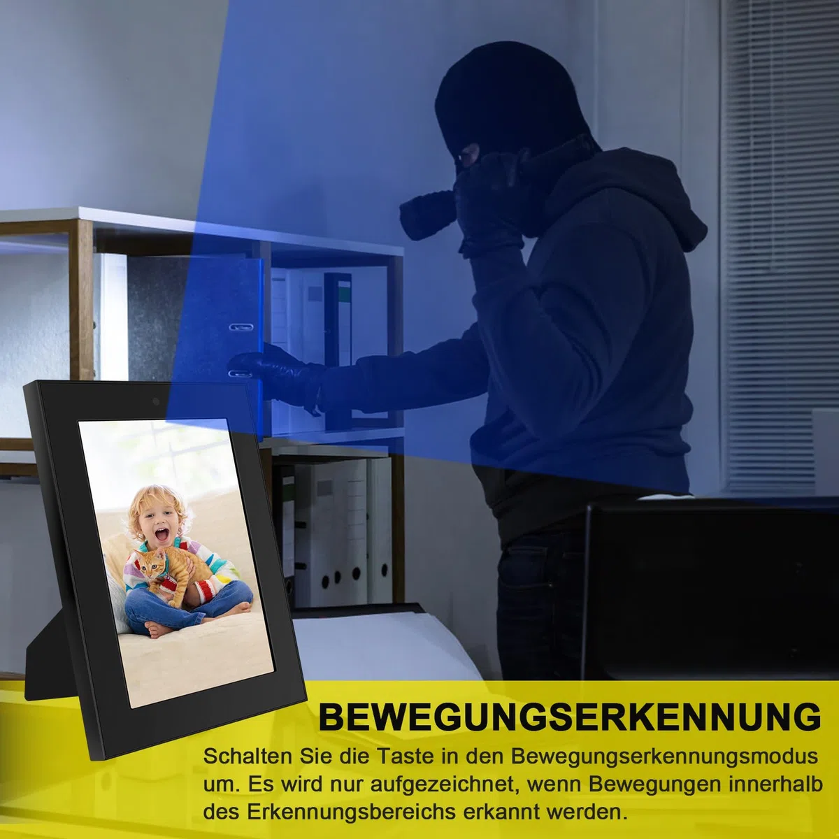 LXMIMI Bilderrahmen Kamera HD 1080P Kleine-Kamera, Fotorahmen Videokamera, Bilderrahmen Kleine Kamera Unterstützung Bewegungserkennung und Loop-Aufnahme, 4 Stunden Akkulaufzeit
