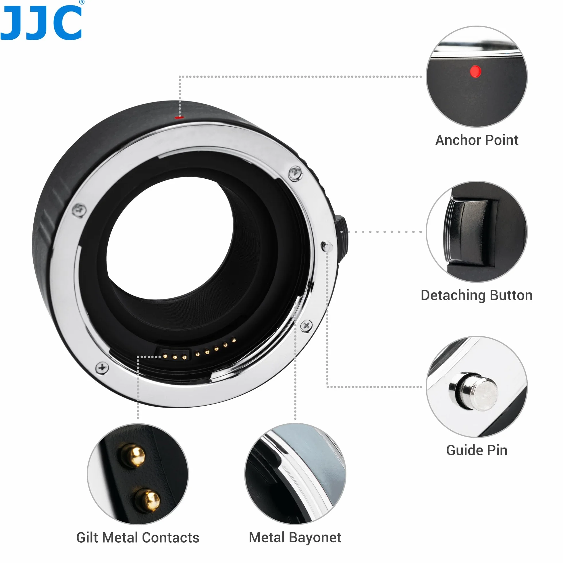 JJC Autofokus (AF) Makro-Verlängerungsrohr mit TTL-Belichtung für Nahaufnahmen für Canon EF/EF-S Mount DSLR & SLR Kameras und EF/EF-S Mount Objektive (12mm/25mm Set)