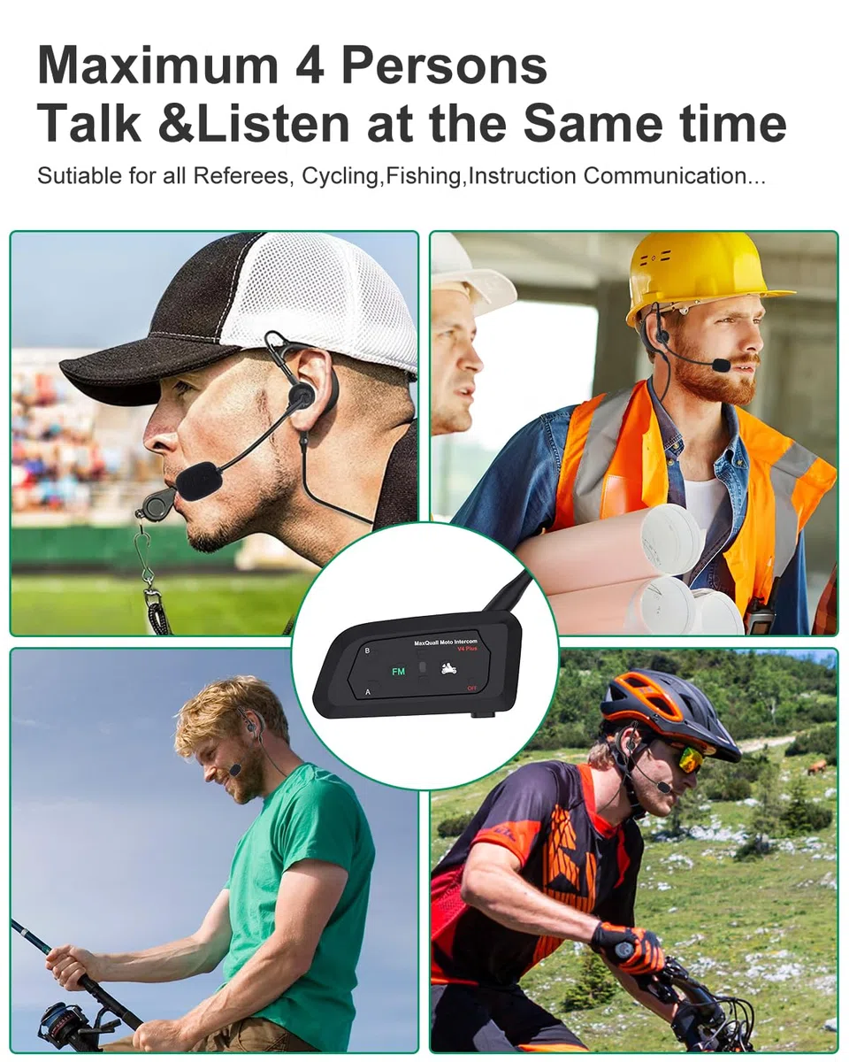 Schiedsrichter-Headset, Schiedsrichter-Kommunikationssystem-Sets für 3 Personen, Vollduplex, Fußball, kabellose Bluetooth-Headsets für offizielle Volleyball, Fußball, Fußball, Handballtrainer (3V4