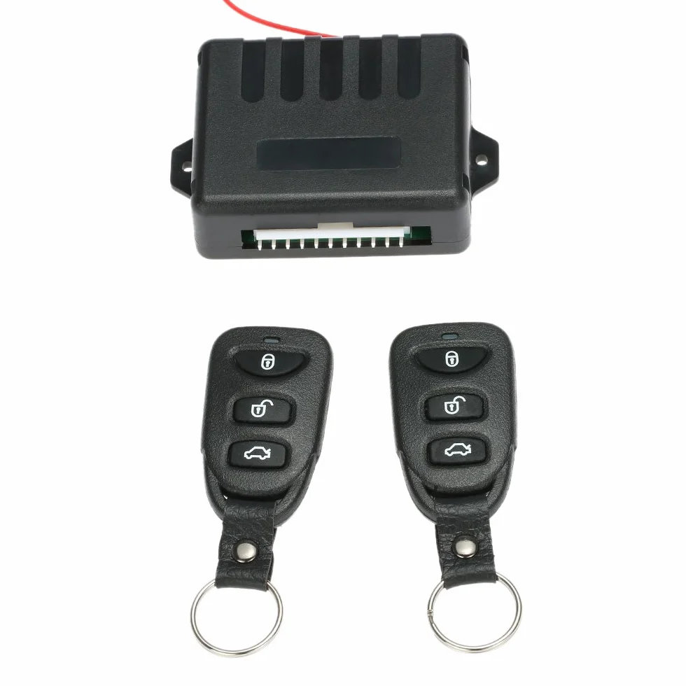 Geevorks Universal-Autotürschloss, 12 V, schlüsselloses Zugangssystem mit 2 Fernbedienungen, Auto-Power-Türschloss, Fernbedienung, Zentralverriegelung, Schwarz, 4 Stück