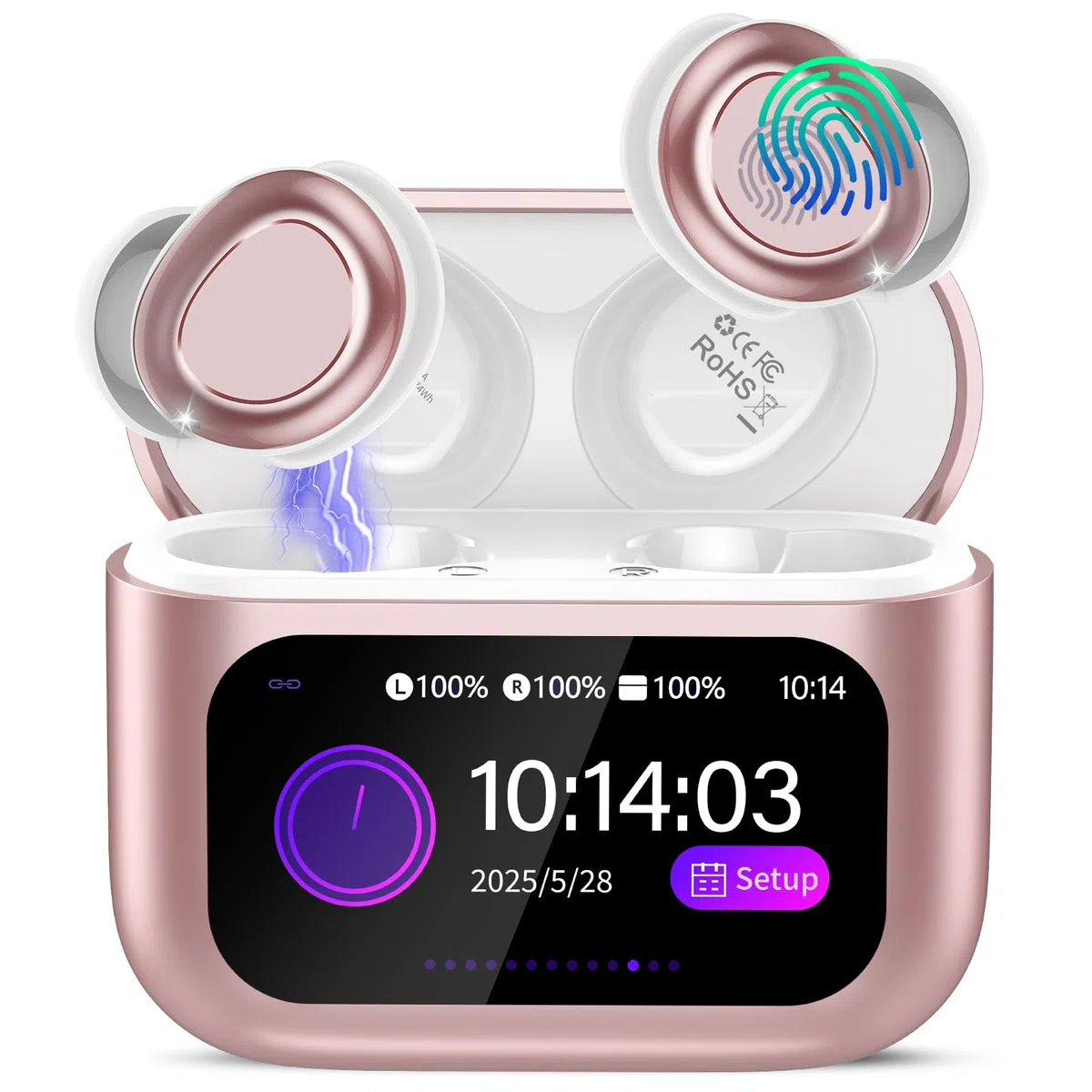 ZYHKON Bluetooth Kopfhörer, Bluetooth 5.4 Schlafkopfhörer In Ear mit Touchscreen, 48H Spielzeit Mini Kopfhörer mit HiFi Sound/5 EQ-Modi/ENC Noise Cancelling, Wireless Ohrhörer für Seitenschläfer Rosa | Mini Flaches Design, HiFi Sound, 5 EQ-Modi, ENC Noise