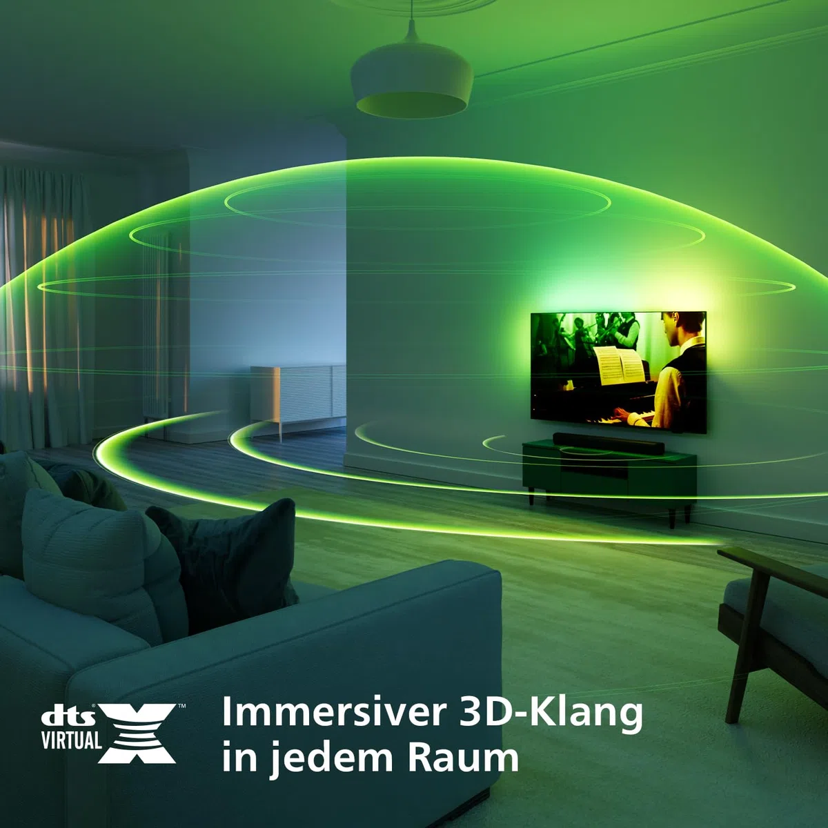 Philips TAB5109 Soundbar 2.0-2 Kanal 120W, DTS Virtual X, Bluetooth 5.4, HDMI ARC, optische Verbindung und USB-Konnektivität - Dunkelgrau