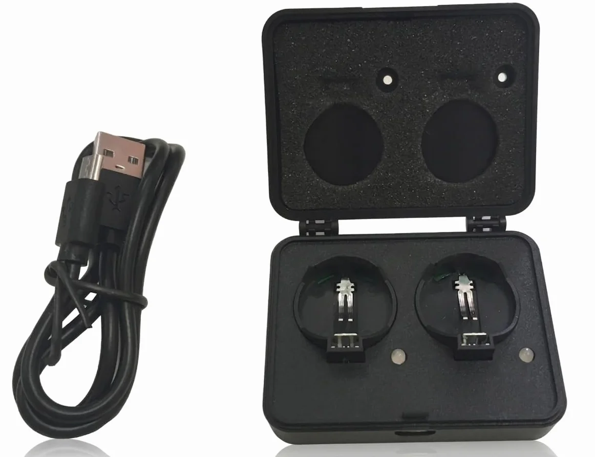 Knopfzellen Ladegerät für LIR-2032/2016 / 2025 Akkus USB Batterieladegerät Inklusive 4X LiR2032 (ersetzen CR2032 Batterien) 3.7Volt Akkus Akkuladegerät
