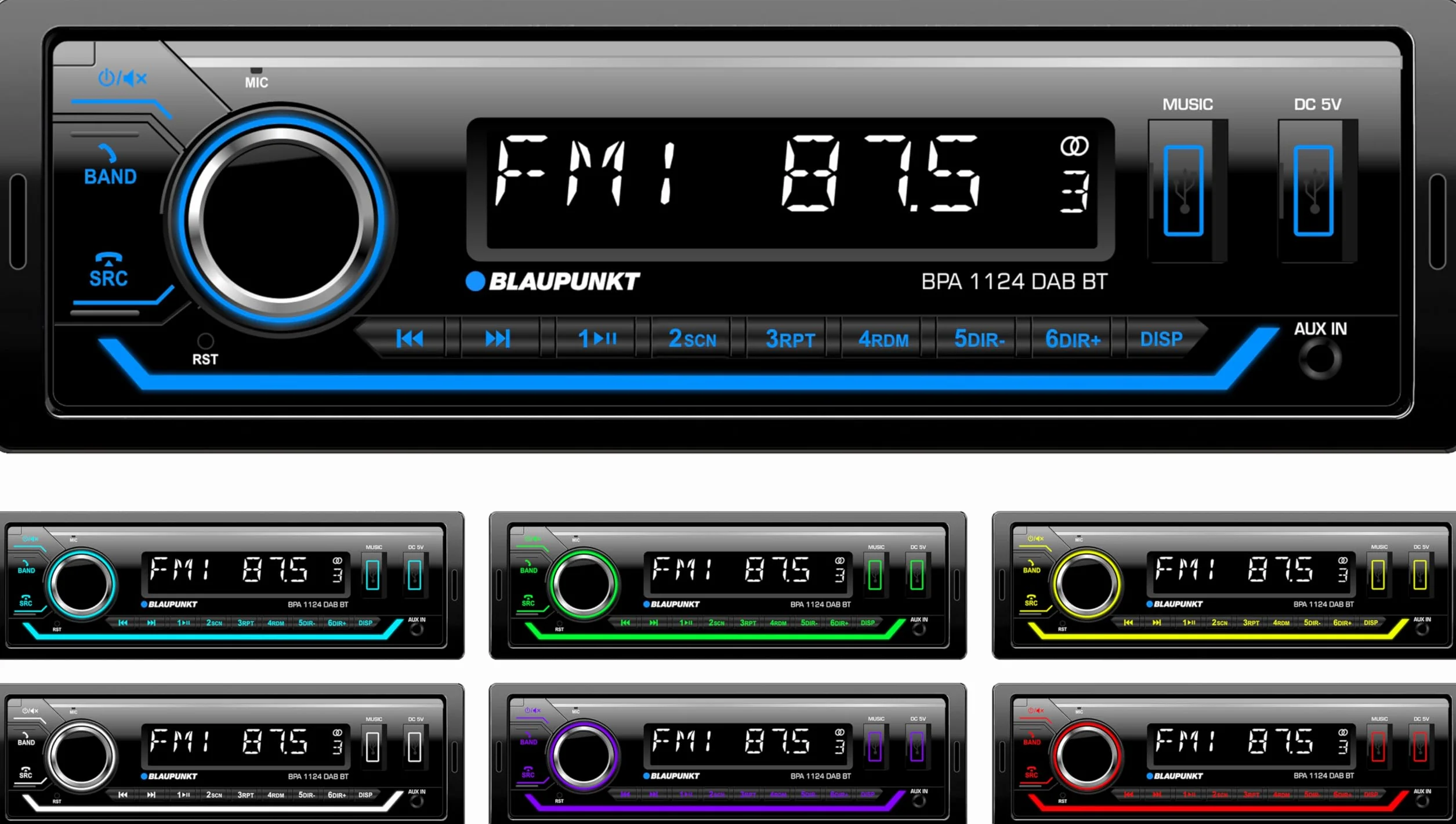 Blaupunkt BPA 1124 DAB BT 1-DIN Autoradio DAB+ Bluetooth USB Aux Sub-Out 4x50W 12V