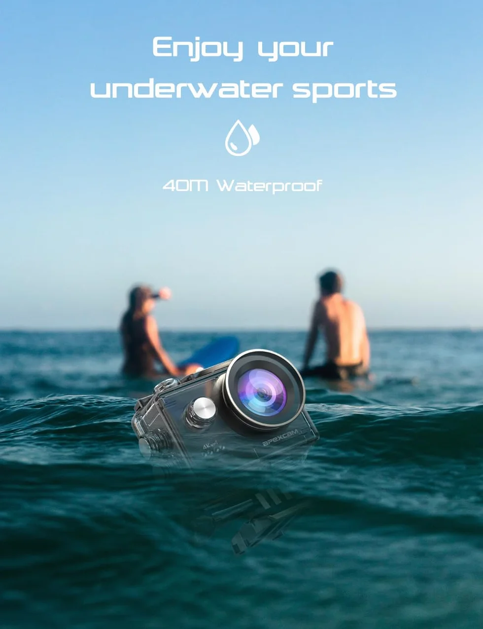 Apexcam 4K Action cam 20MP WiFi Sports Kamera Ultra HD Unterwasserkamera 40M 170 Weitwinkel 2,4G Fernbedienung Zeitraffer 2x1050mAh Akkus 2,0 LCD Bildschirm und andere